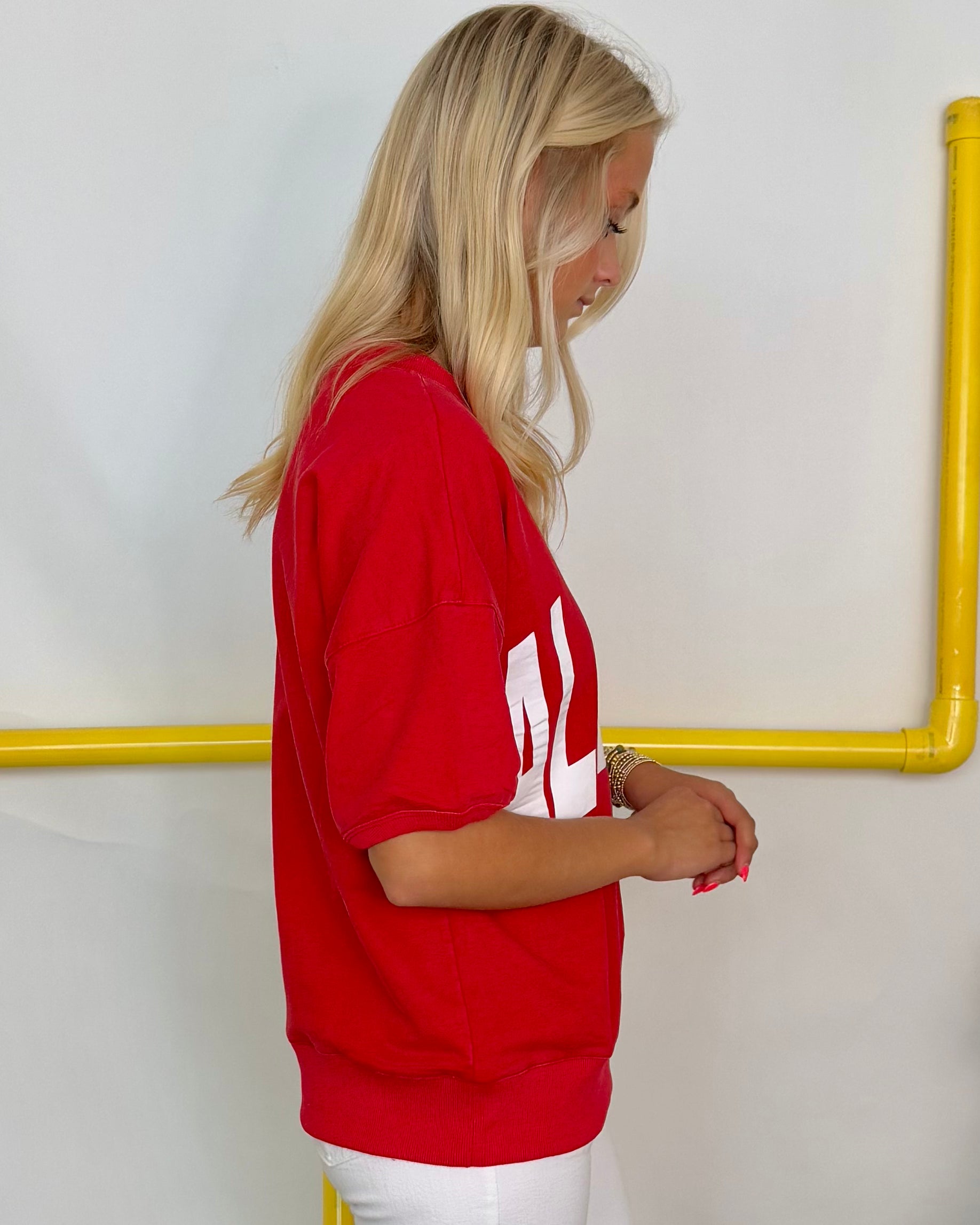 The Distance Washed Red "A" Sweatshirt-Shop-Womens-Boutique-Clothing
