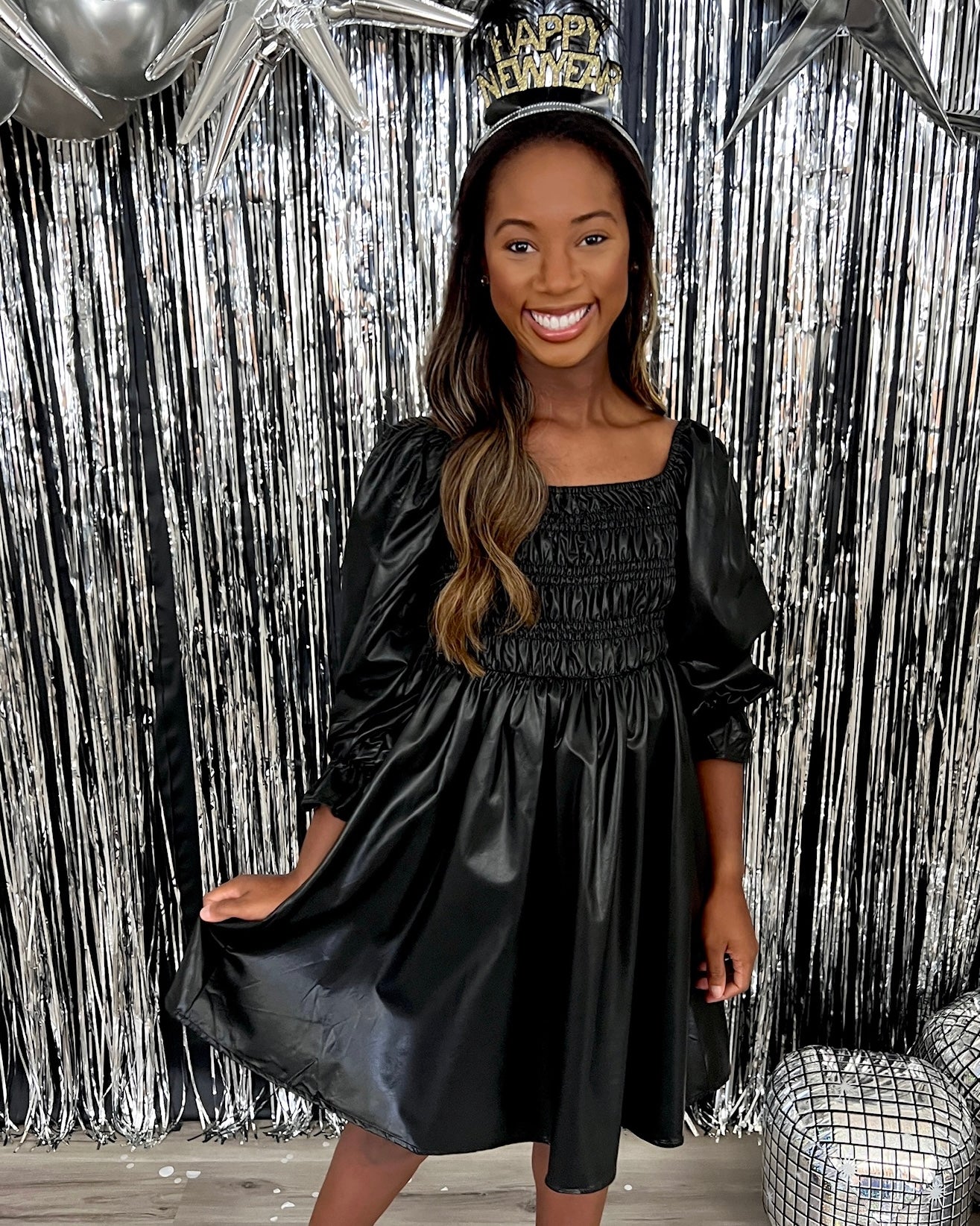 Can't Tell Black Faux Leather Dress-Shop-Womens-Boutique-Clothing