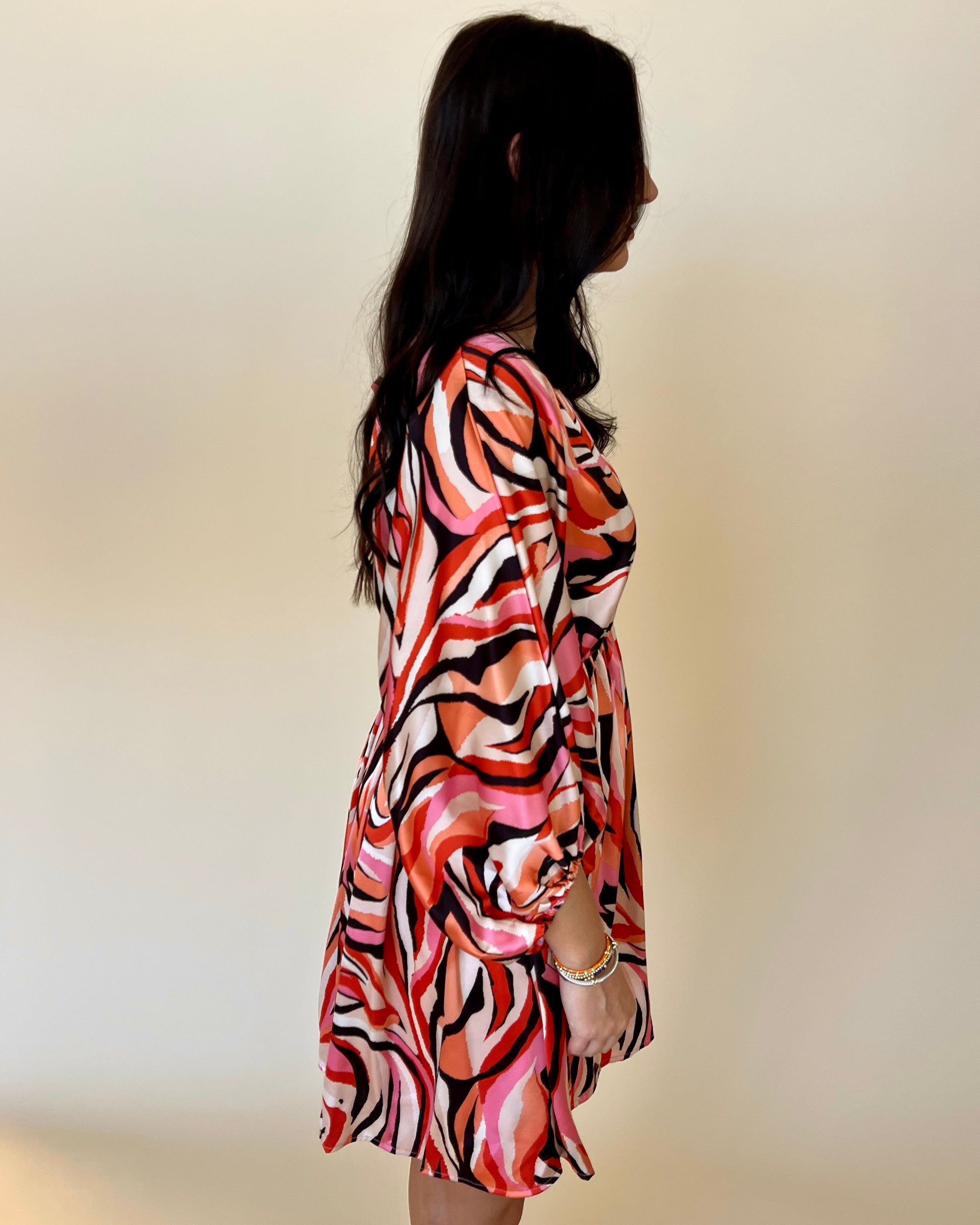 Love Letters Pink Mix Print Dolman Dress-Shop-Womens-Boutique-Clothing