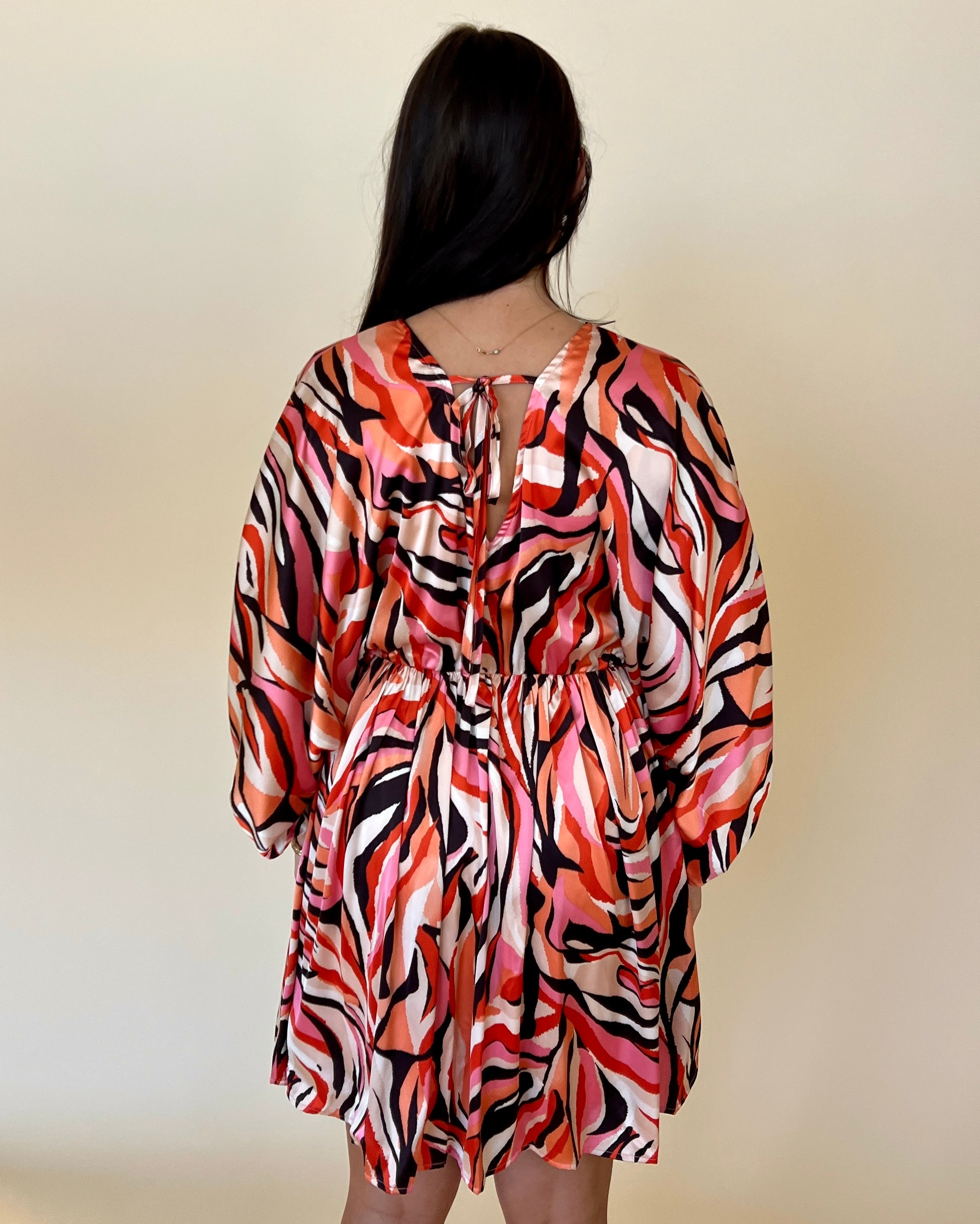 Love Letters Pink Mix Print Dolman Dress-Shop-Womens-Boutique-Clothing