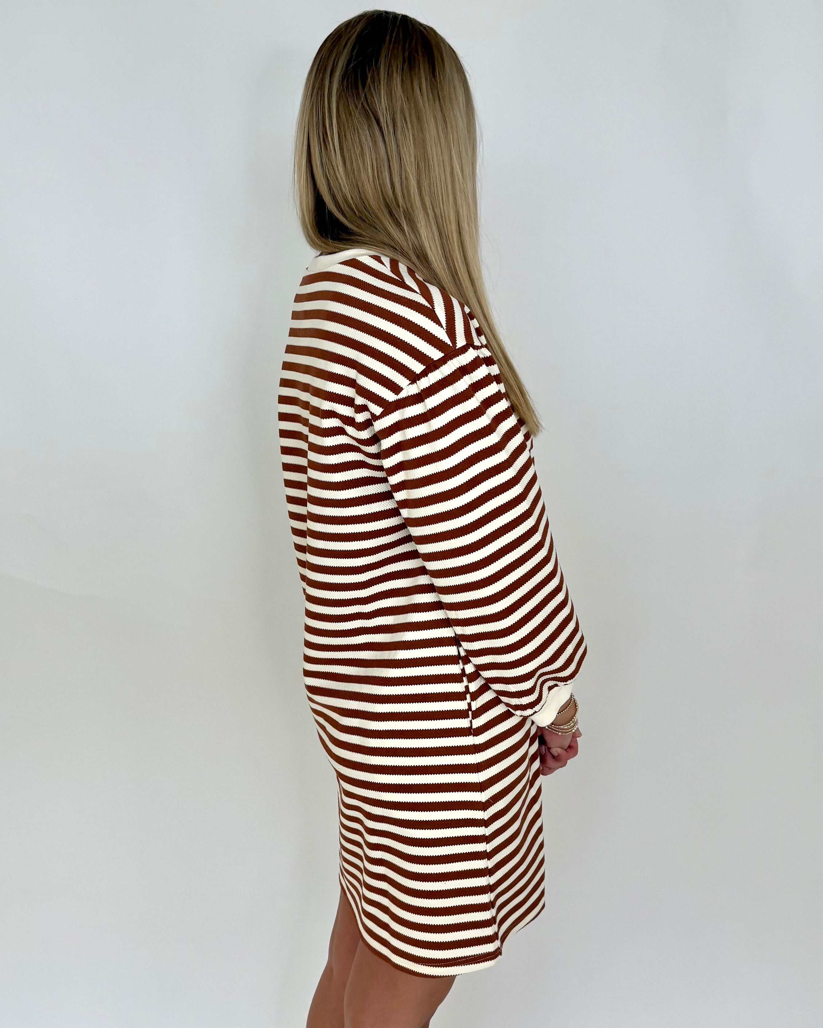 Make It Right Rust Striped Dress-Shop-Womens-Boutique-Clothing