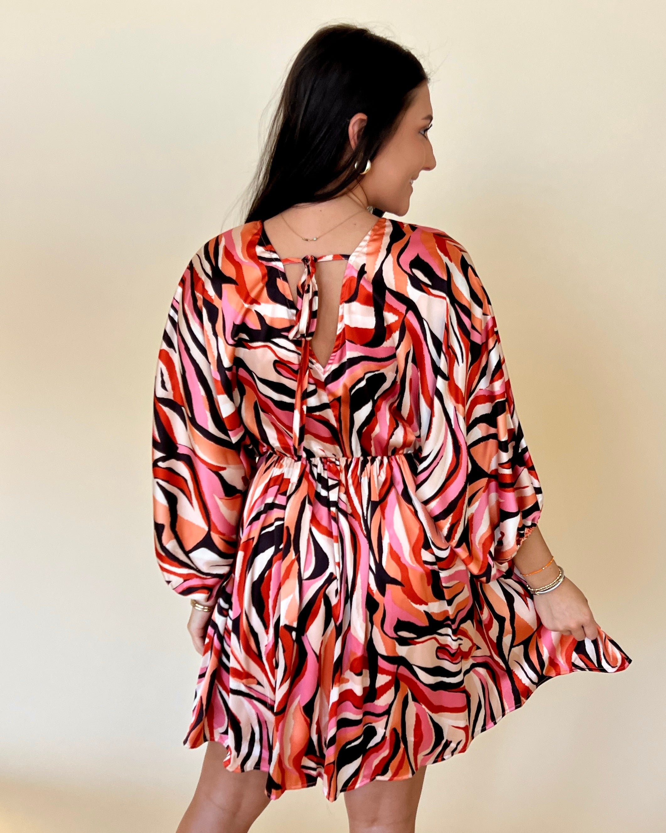 Love Letters Pink Mix Print Dolman Dress-Shop-Womens-Boutique-Clothing