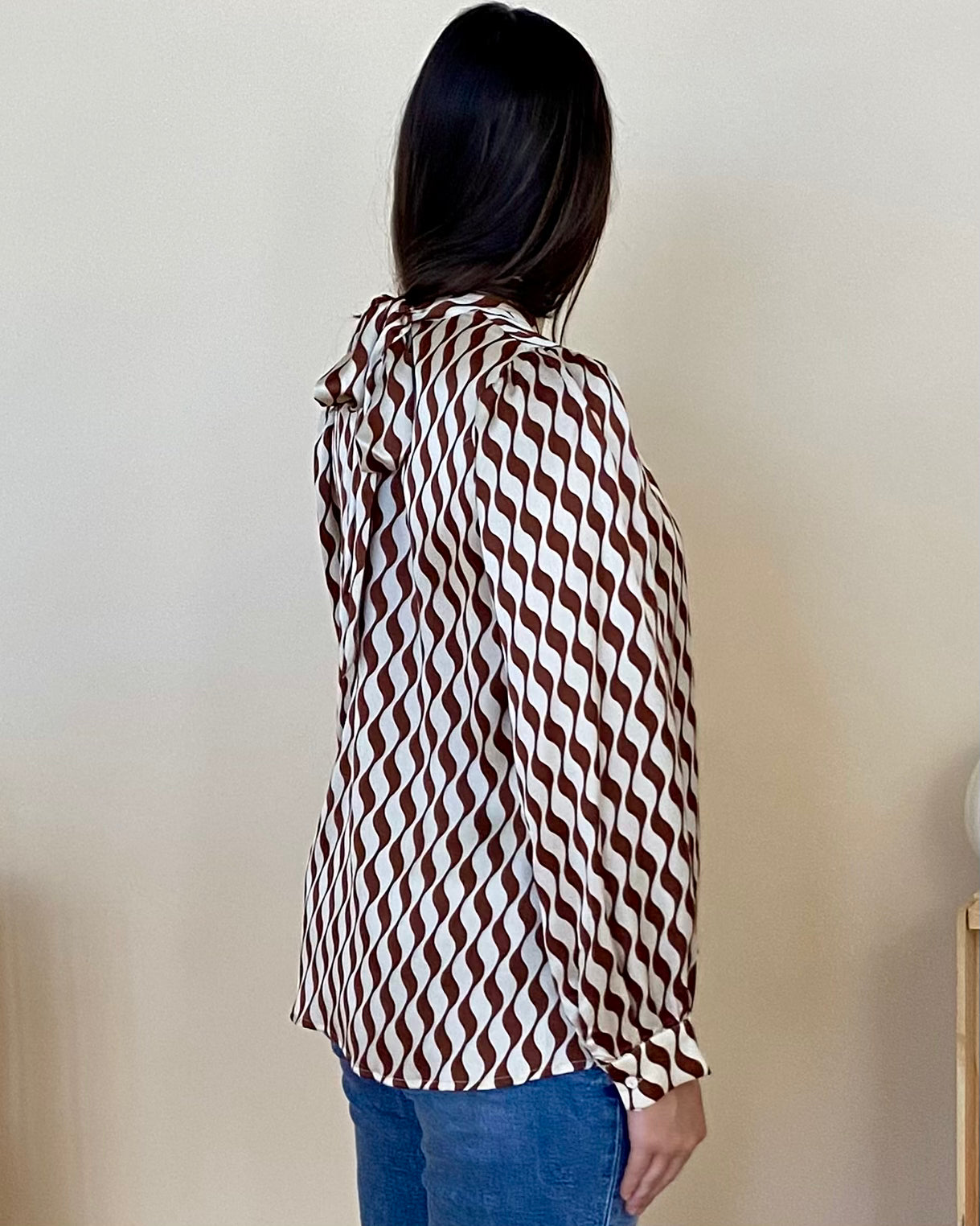 Social Call Toffee Geometric Tie Top-Shop-Womens-Boutique-Clothing