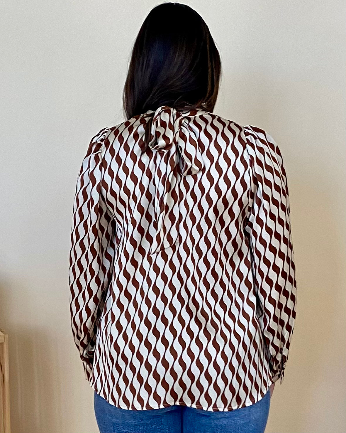 Social Call Toffee Geometric Tie Top-Shop-Womens-Boutique-Clothing