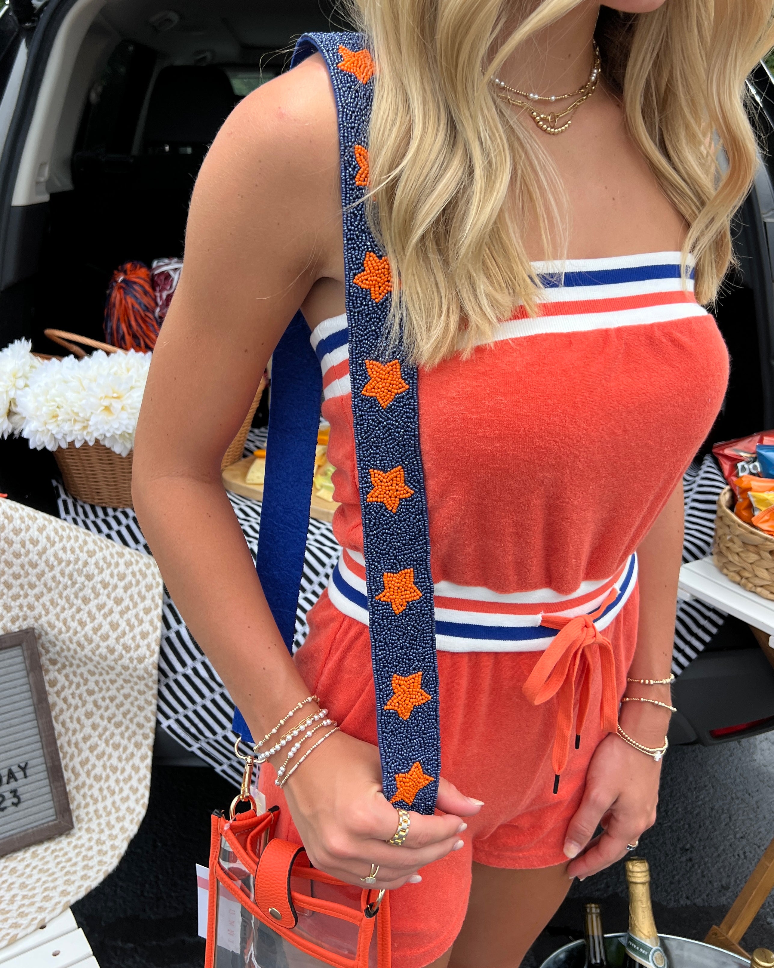 Feeling Fearless Orange Strapless Terry Romper-Shop-Womens-Boutique-Clothing