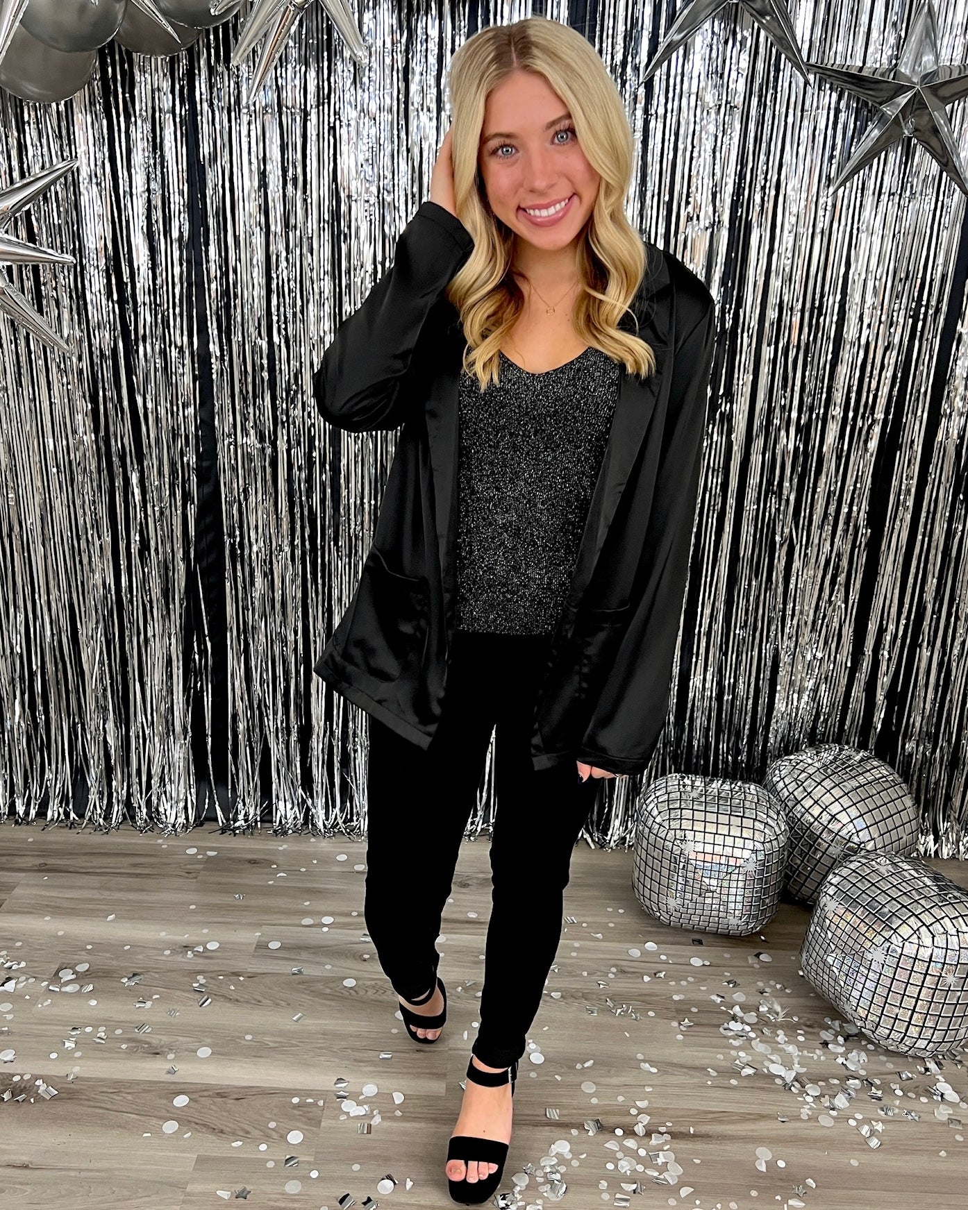 Radiant Style Black Sleeveless Glitter Sweater Top-Shop-Womens-Boutique-Clothing