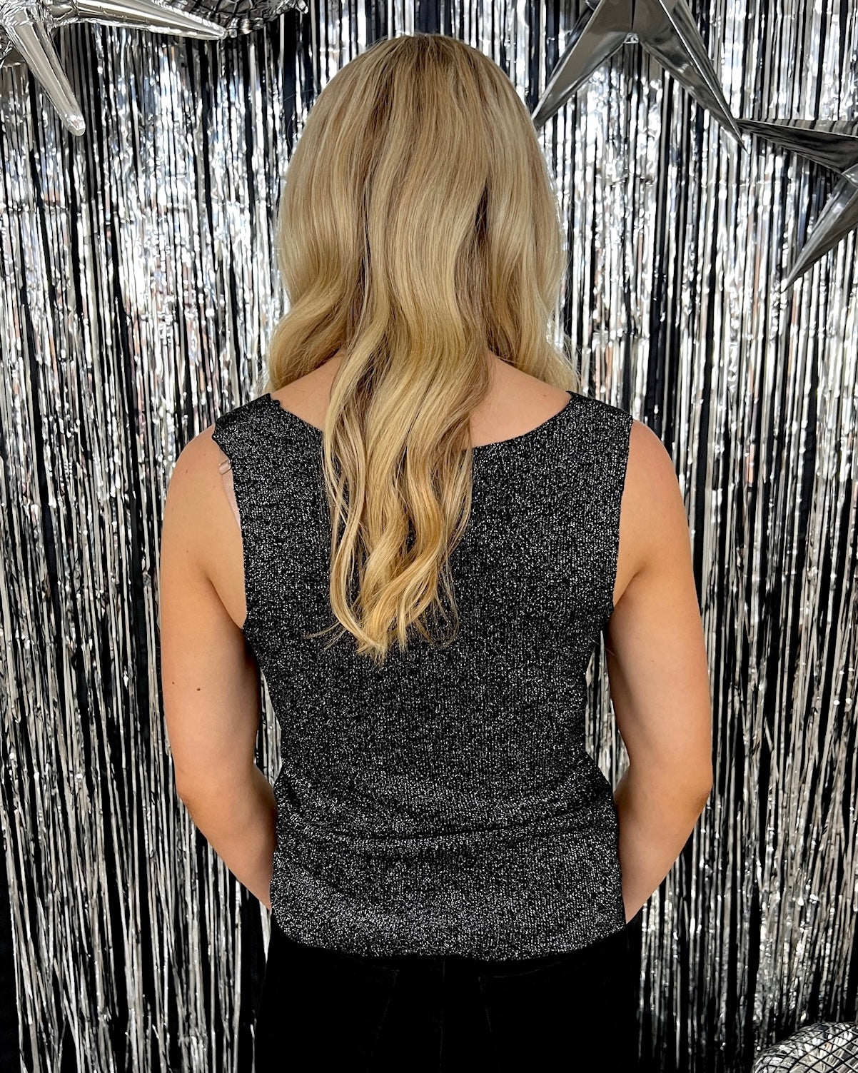 Radiant Style Black Sleeveless Glitter Sweater Top-Shop-Womens-Boutique-Clothing