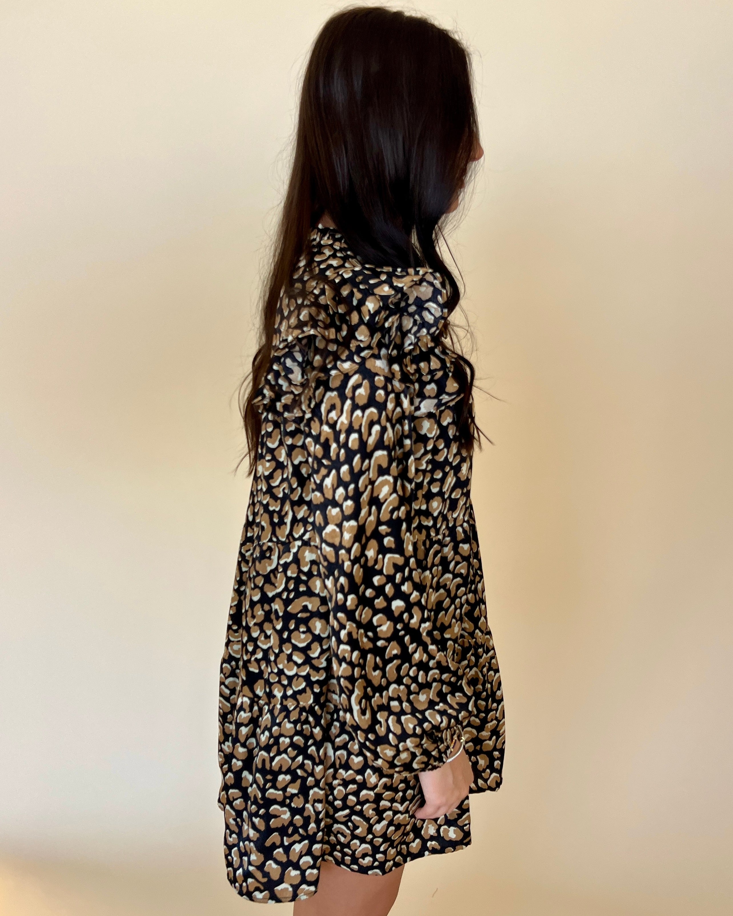 Going Wild Taupe Leopard Tiered Dress-Shop-Womens-Boutique-Clothing