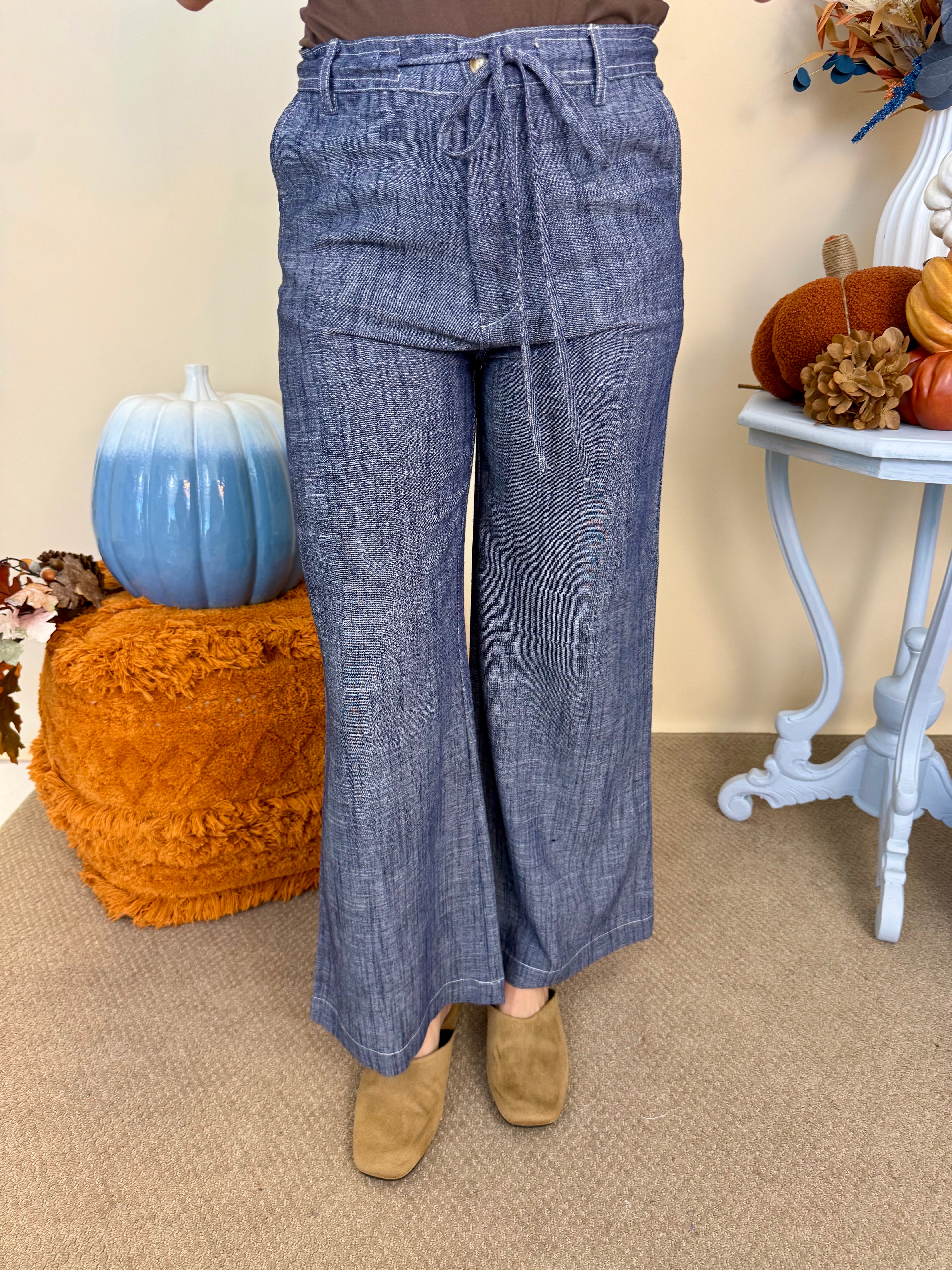 Sunlit Meadows Navy Straight Leg Pants-Shop-Womens-Boutique-Clothing