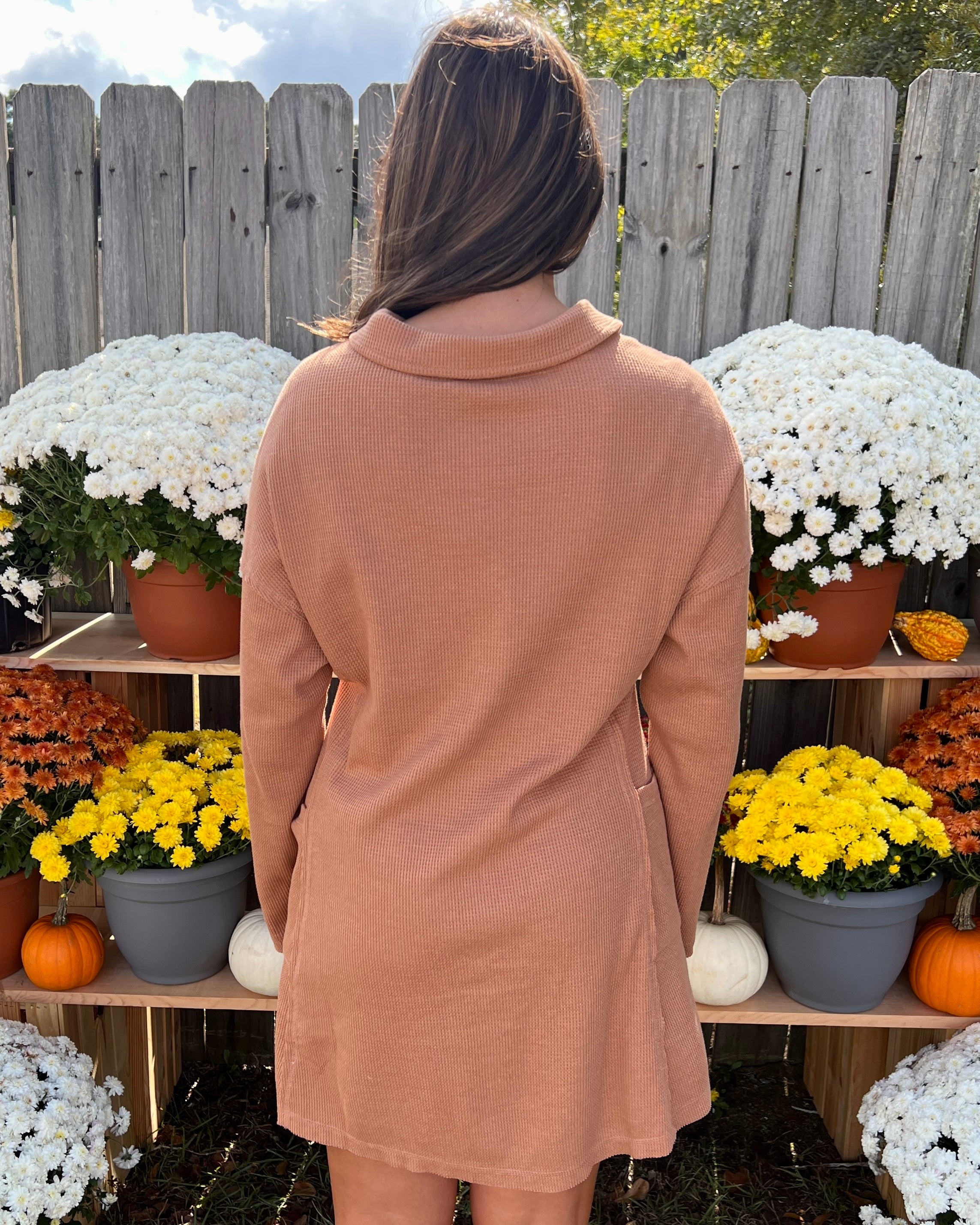 Just For Me Camel Waffle Knit Dress-Shop-Womens-Boutique-Clothing