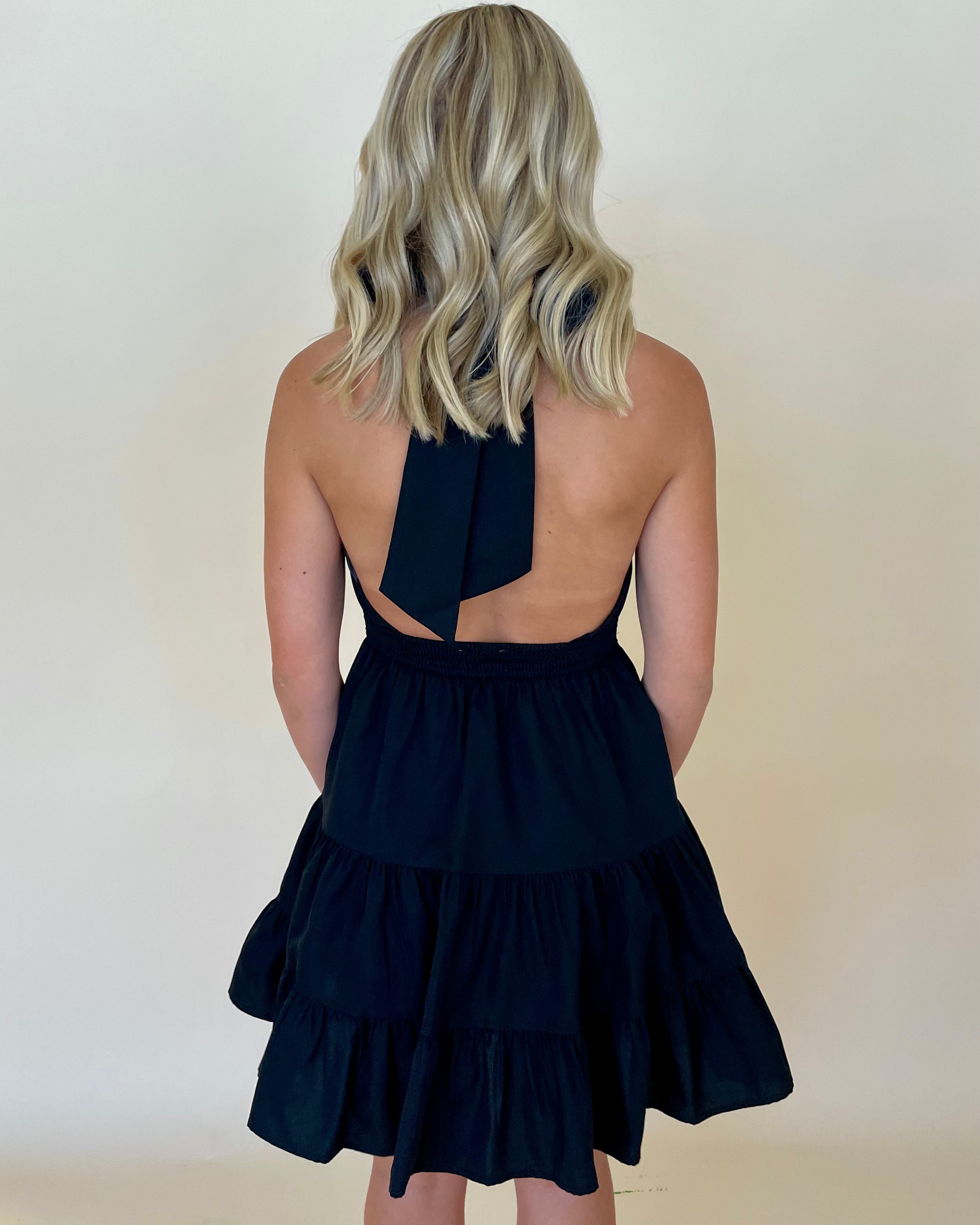 Home Team Black Halter Dress-Shop-Womens-Boutique-Clothing