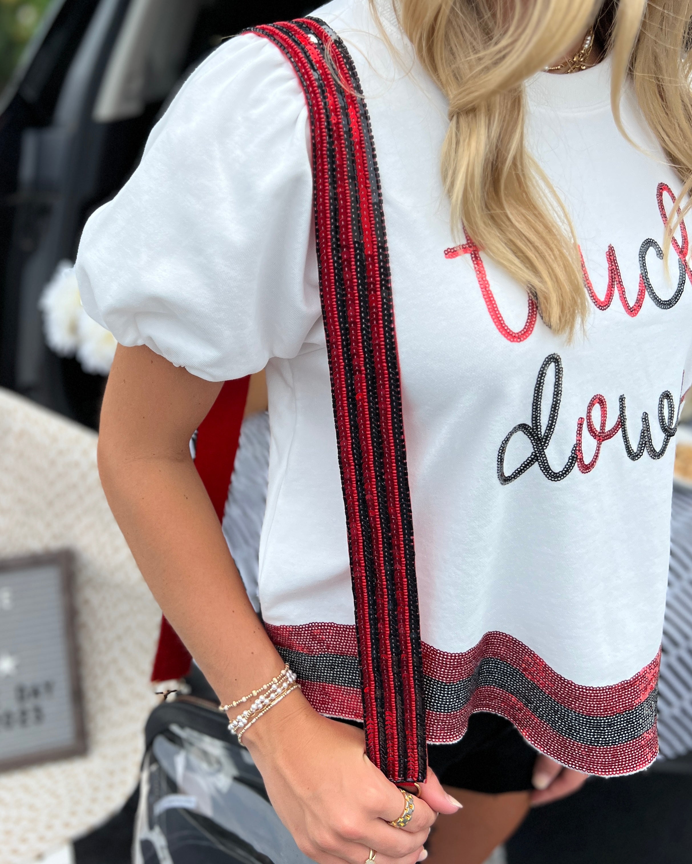 End Zone White Touchdown Sequins Top-Shop-Womens-Boutique-Clothing