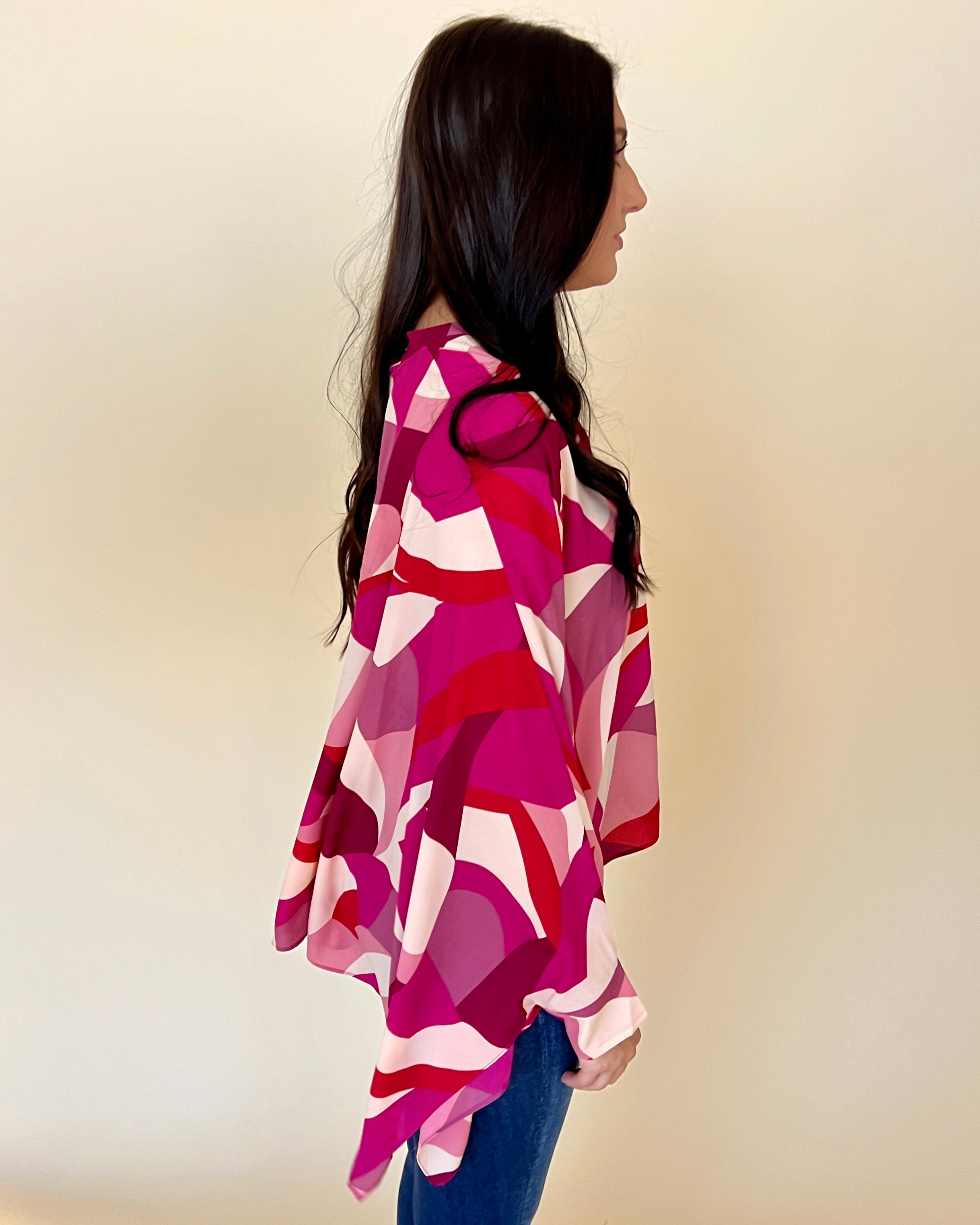 Sweet Feelings Hot Pink Abstract Button Down Top-Shop-Womens-Boutique-Clothing