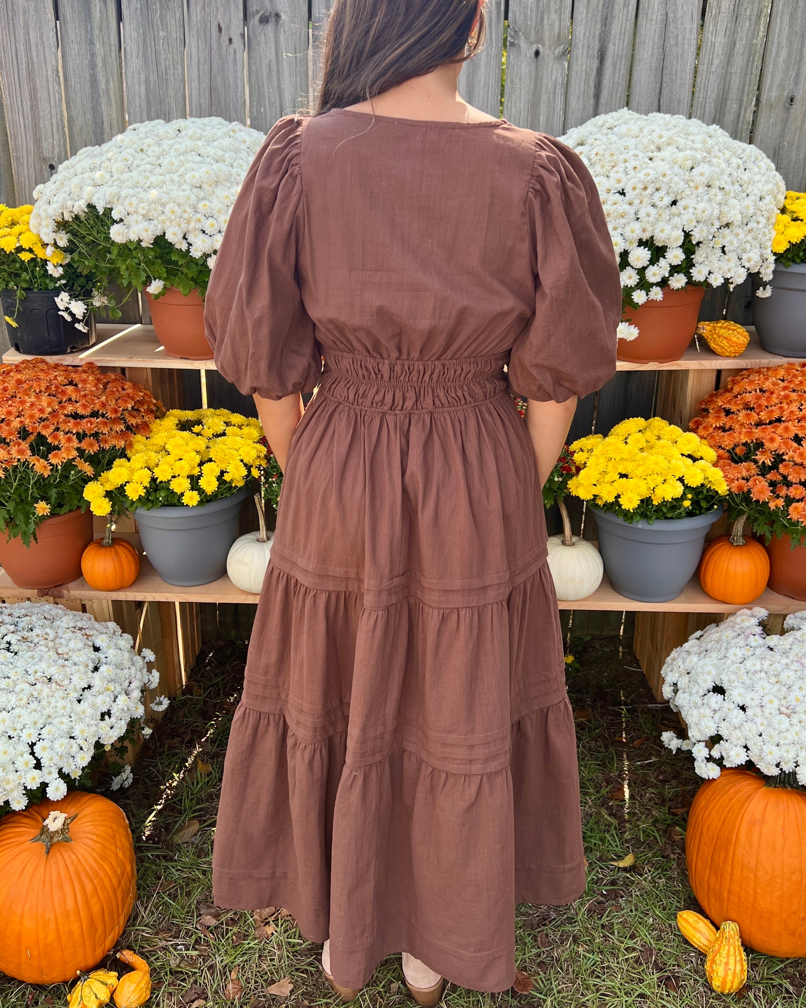Complete Together Brown Smocked Maxi Dress-Shop-Womens-Boutique-Clothing