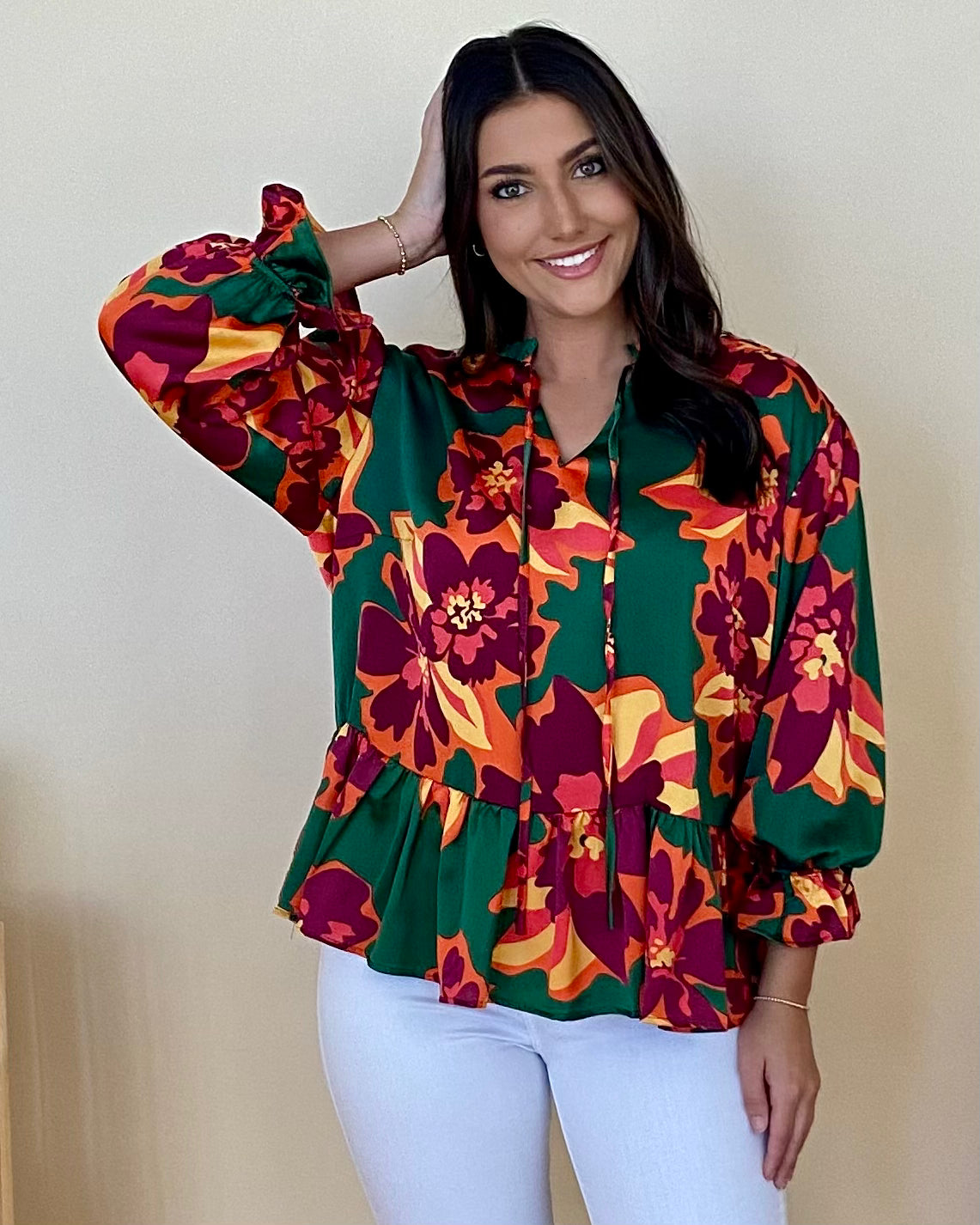 Long For Love Green Mix Floral Top-Shop-Womens-Boutique-Clothing