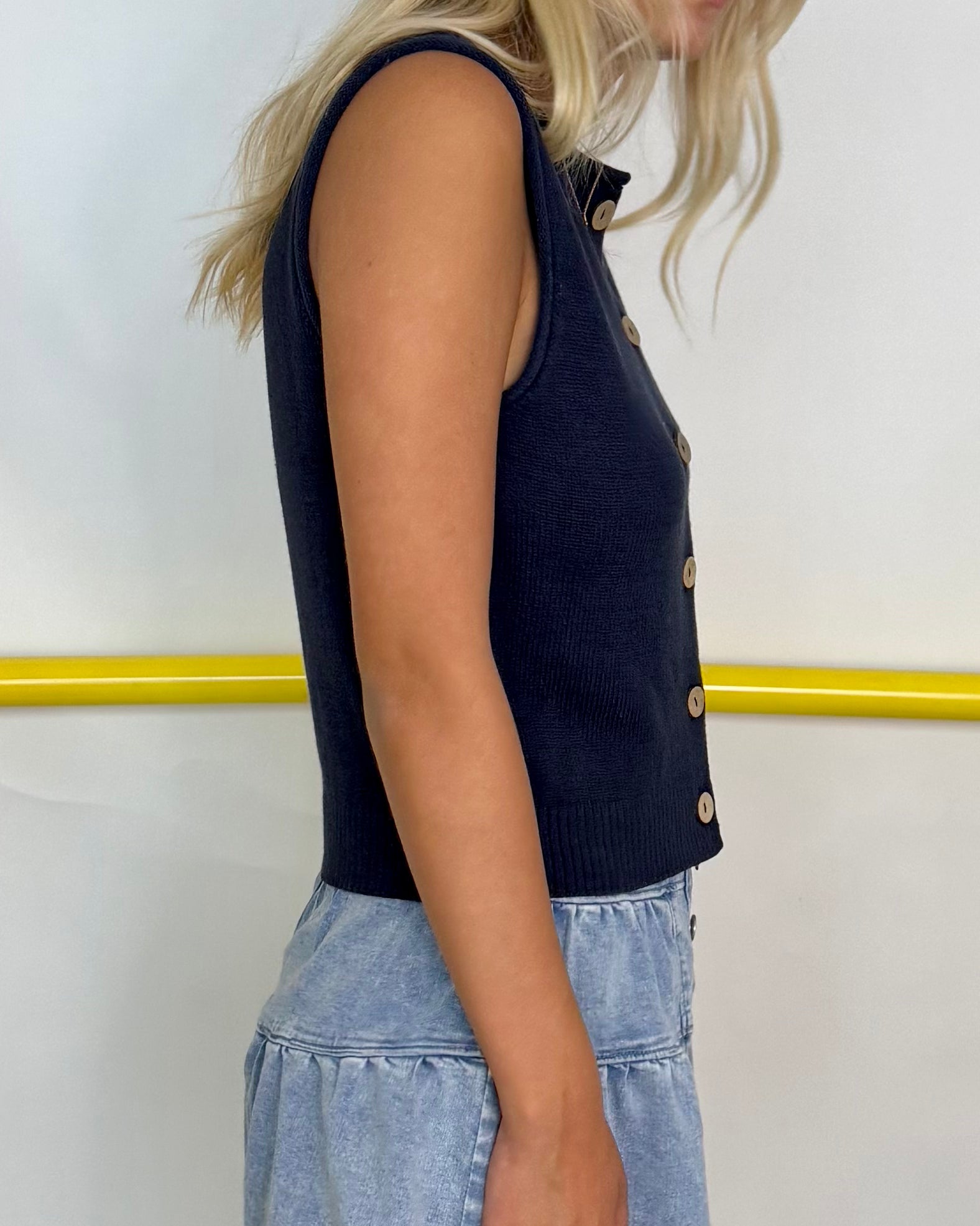 Gentle Things Navy Button Sweater-Shop-Womens-Boutique-Clothing