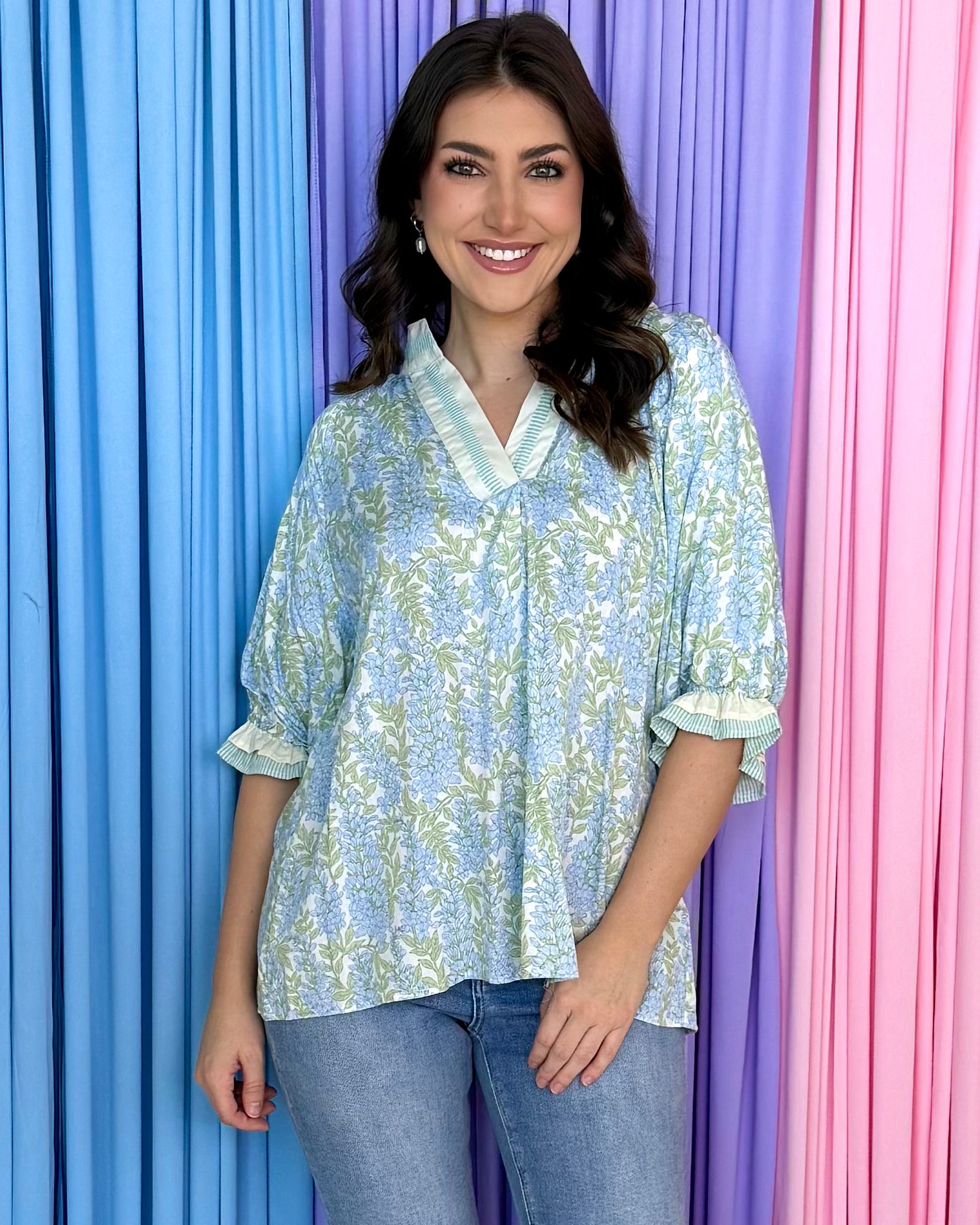 Made Of Dreams Sky Mix Spring Print Top-Shop-Womens-Boutique-Clothing