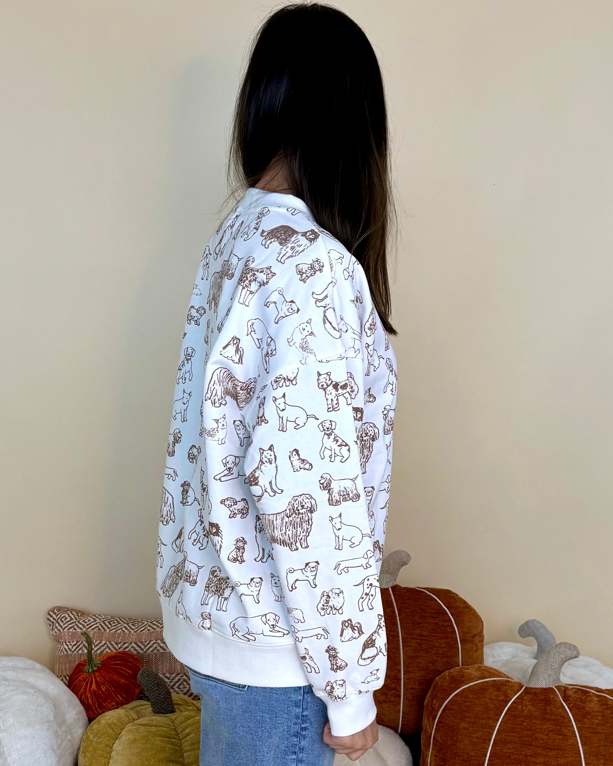 Make Me Smile Cream Dog Print Sweatshirt-Shop-Womens-Boutique-Clothing