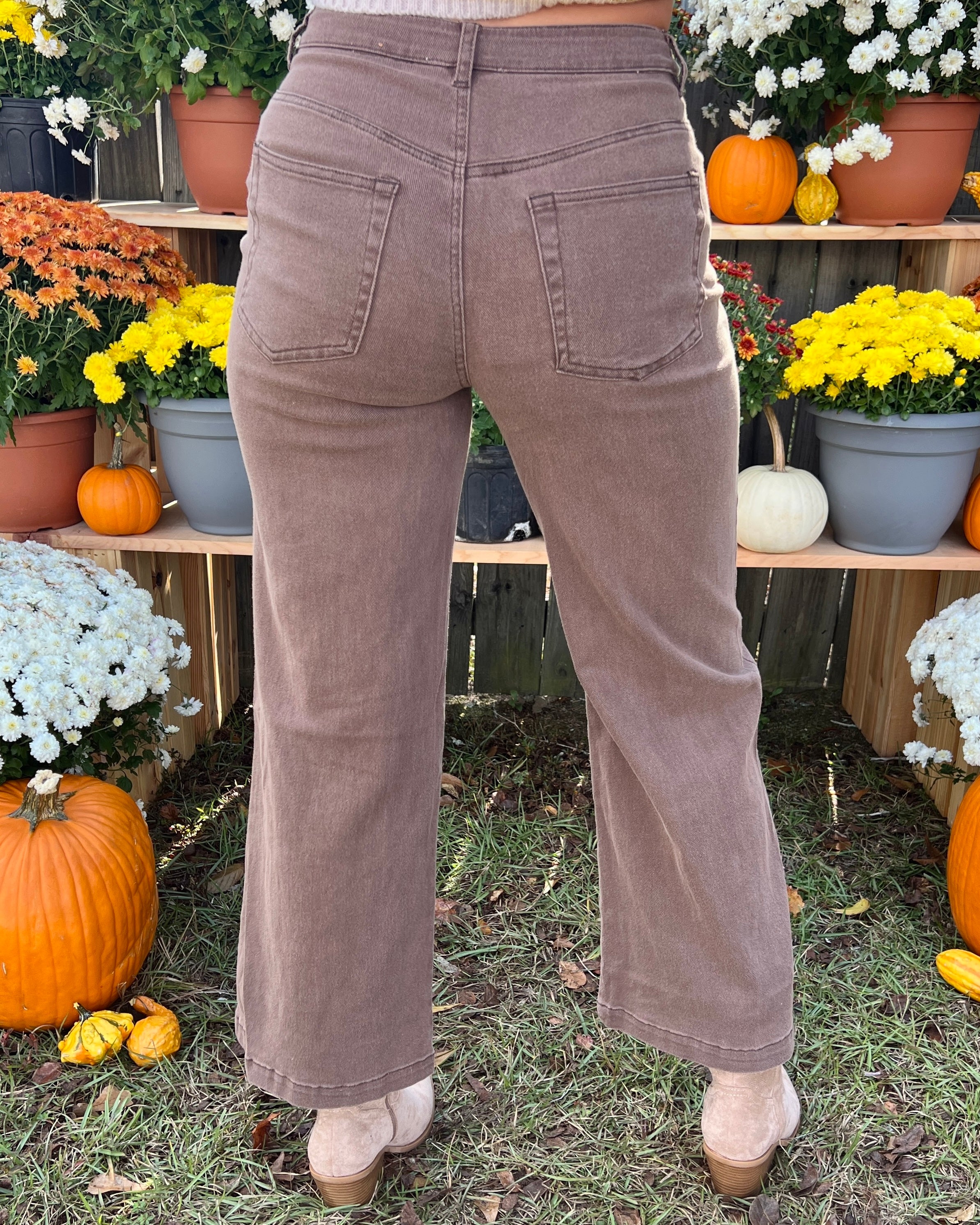 Pushing The Limit Brown Denim Wide Leg Jeans-Shop-Womens-Boutique-Clothing