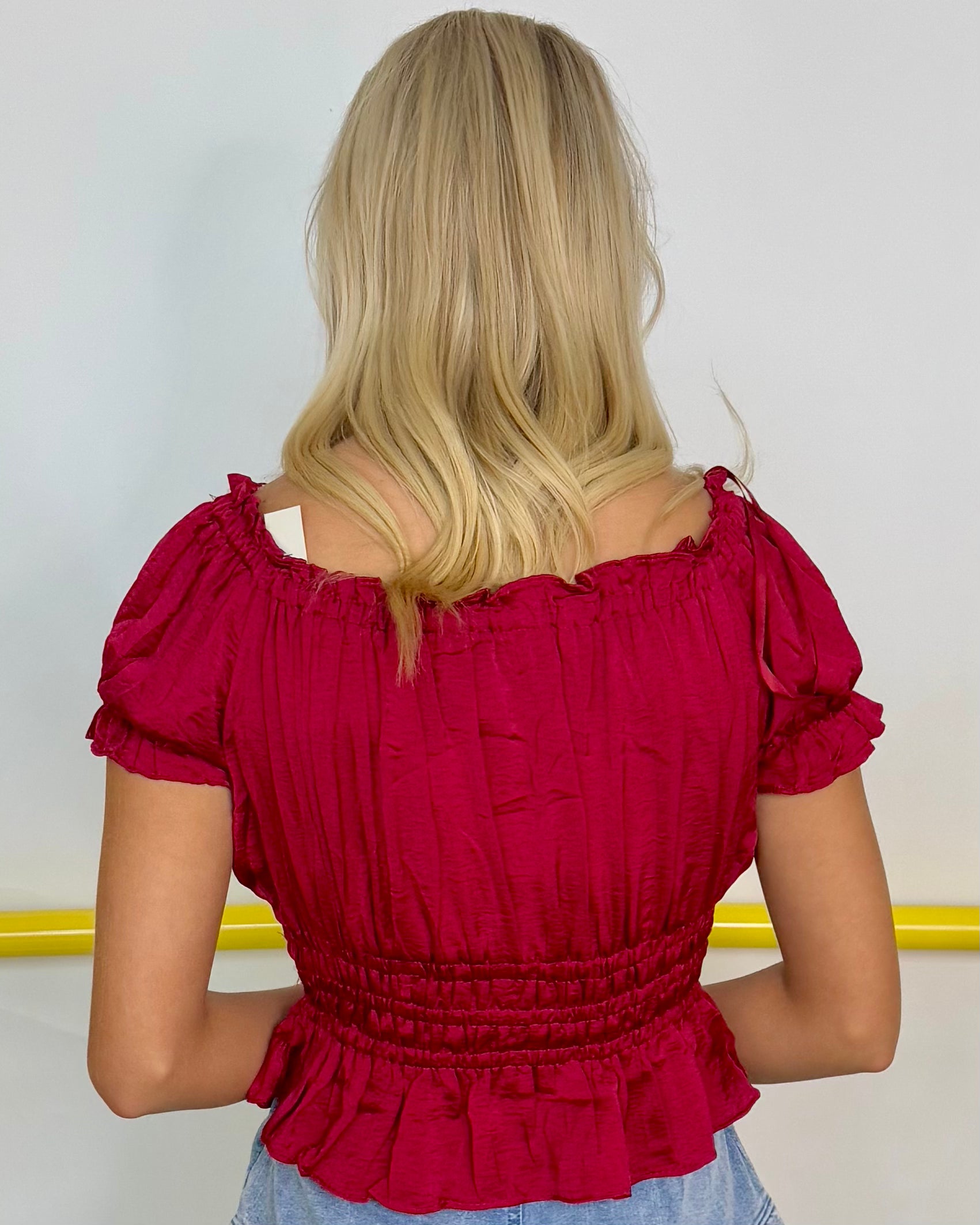 Oh My Darling Garnet Smocked Satin Top-Shop-Womens-Boutique-Clothing