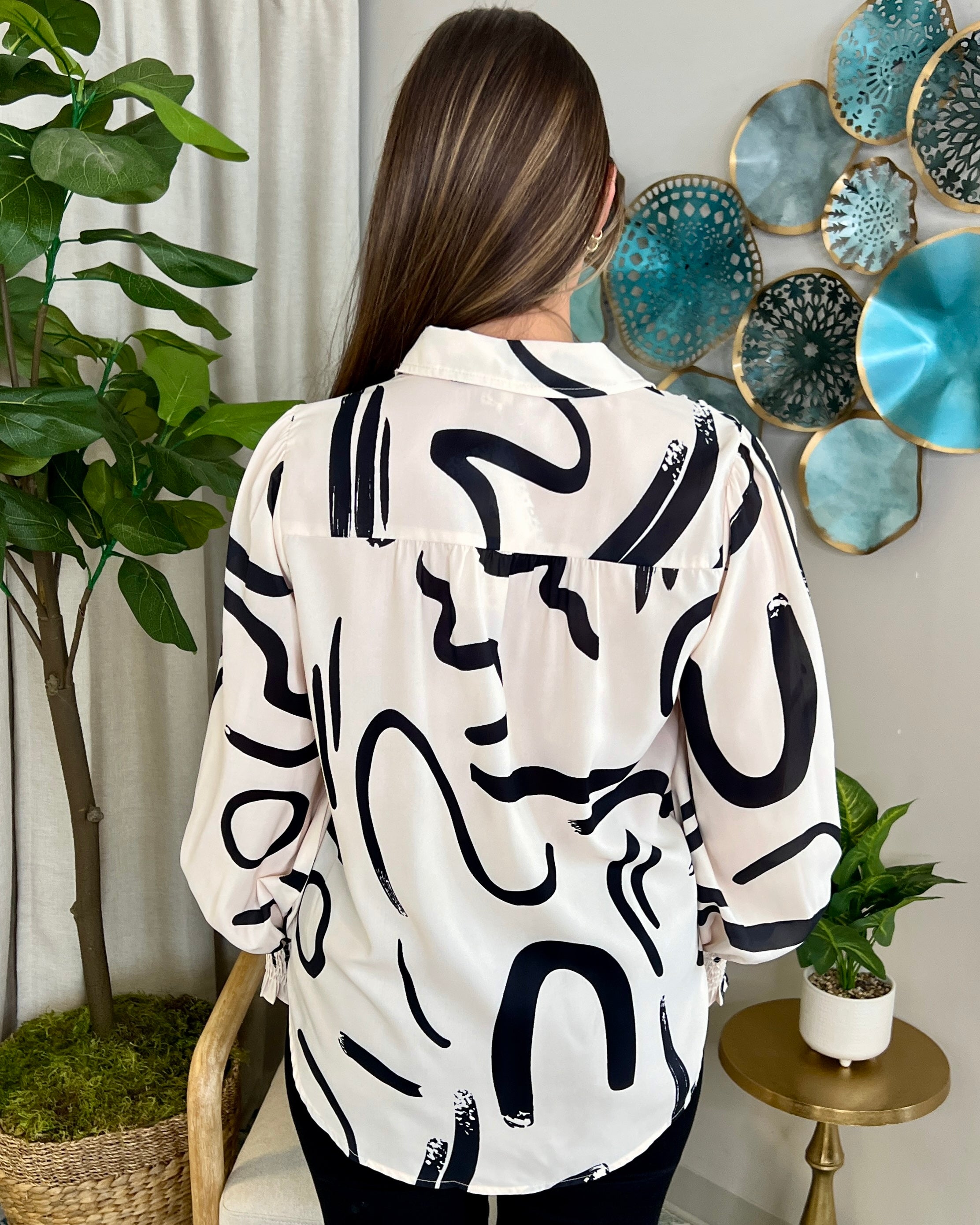 Bold Energy Cream/Black Abstract Top-Shop-Womens-Boutique-Clothing