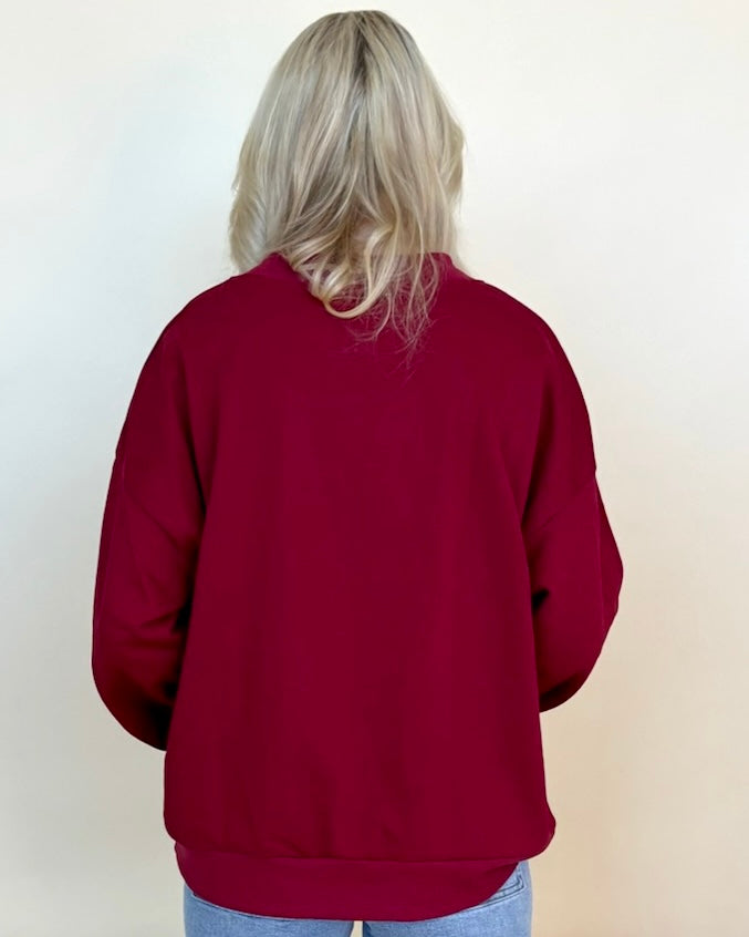 Gameday Red Gingham ¨A¨ Sweatshirt-Shop-Womens-Boutique-Clothing