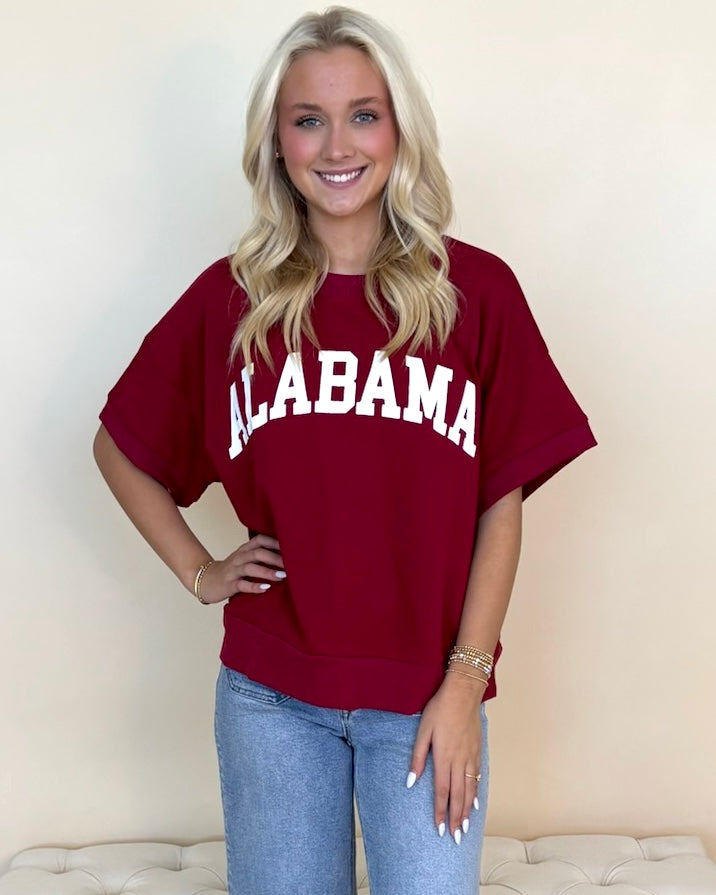 Gameday Dk Red ¨Alabama¨ Ribbed Sweatshirt-Shop-Womens-Boutique-Clothing