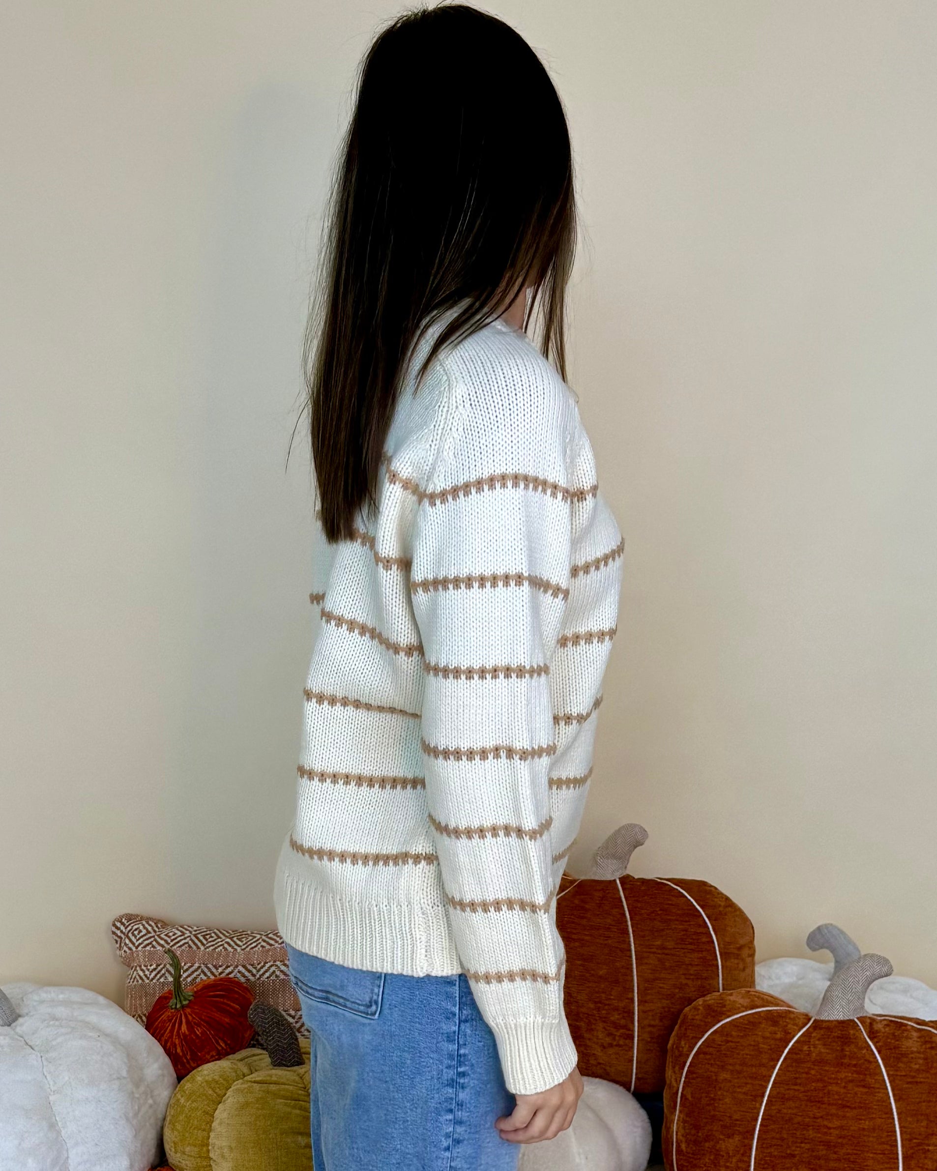 Still With You Ivory/Camel Striped Sweater-Shop-Womens-Boutique-Clothing