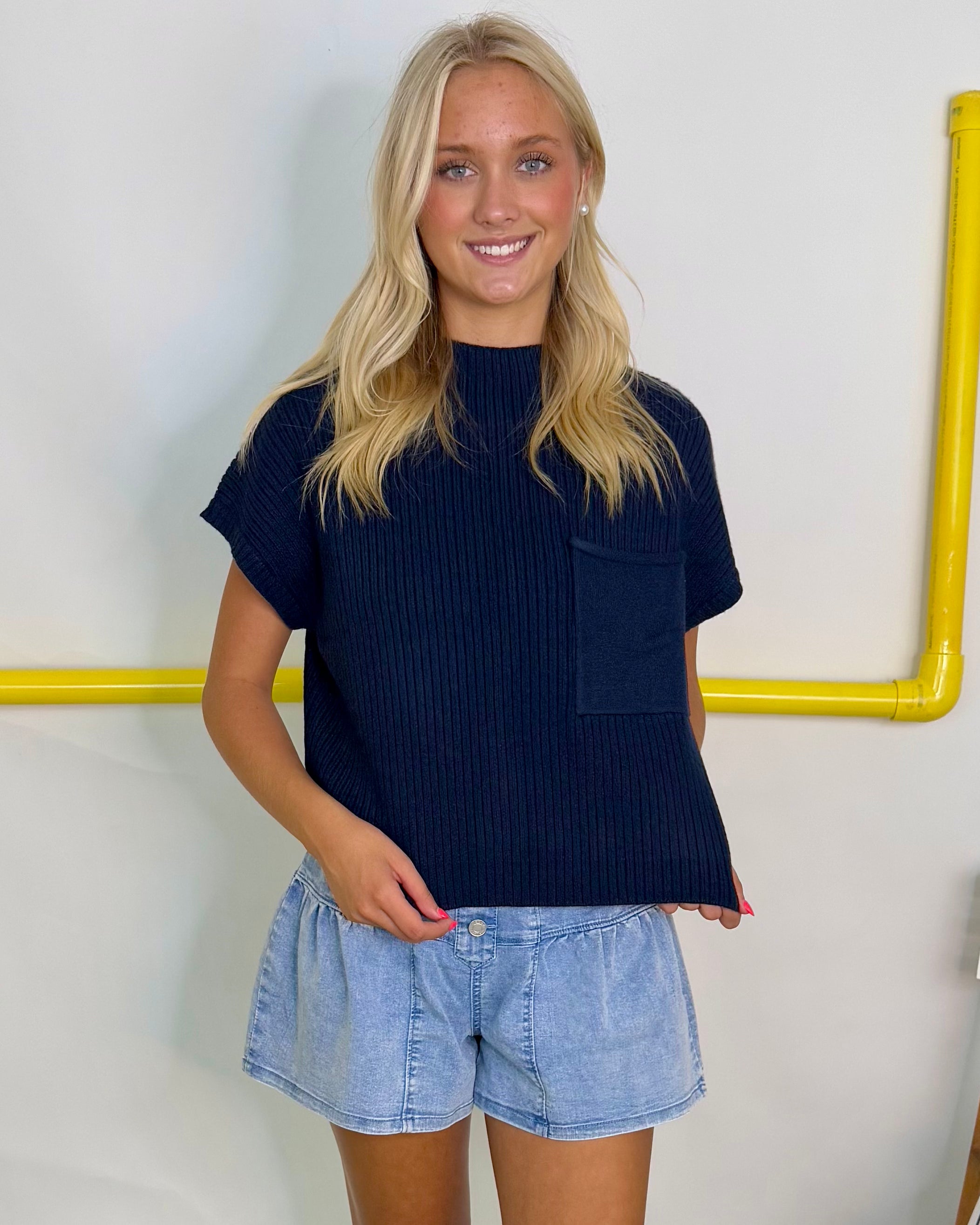 Keep Looking Navy Pocket Sweater-Shop-Womens-Boutique-Clothing