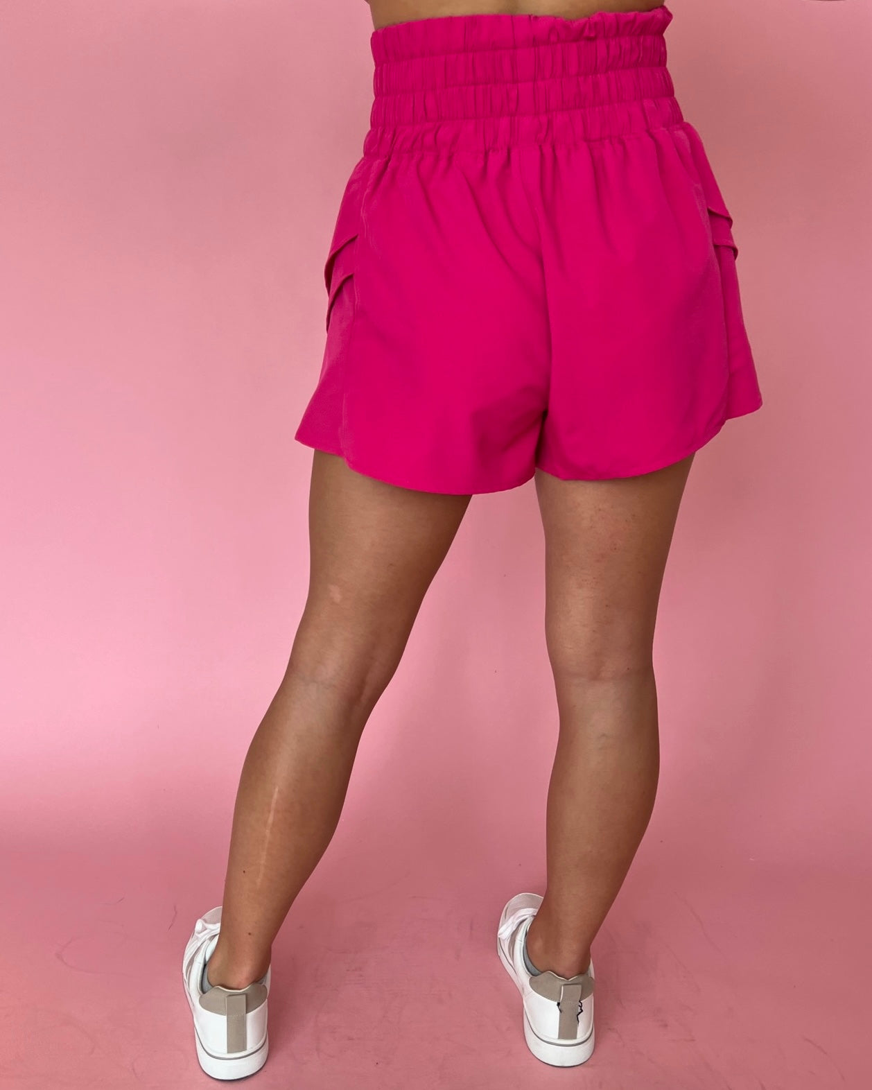 Wherever I Go Hot Pink High Waisted Smocked Shorts-Shop-Womens-Boutique-Clothing