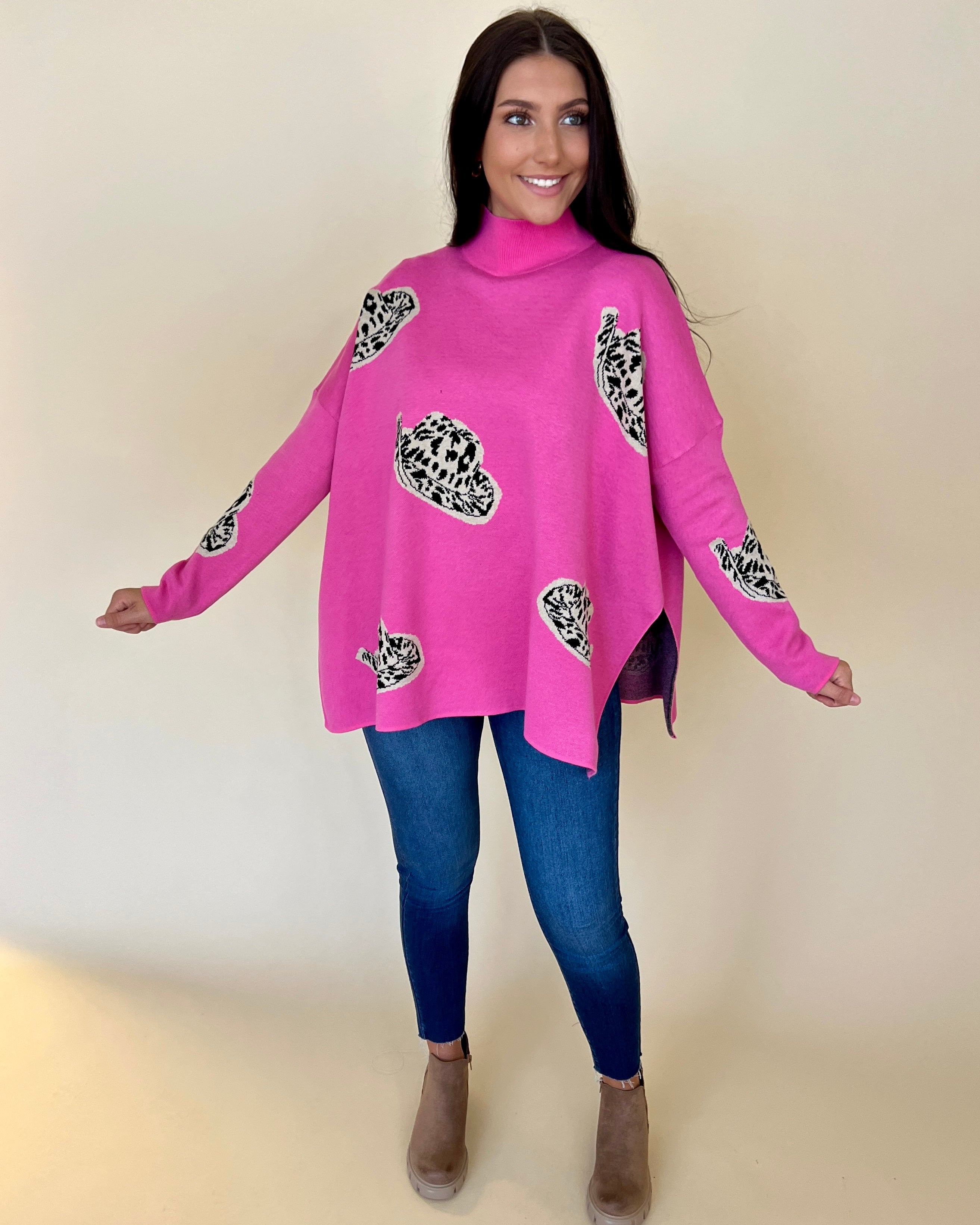 Be Bold Pink Turtleneck Cowboy Hat Sweater-Shop-Womens-Boutique-Clothing