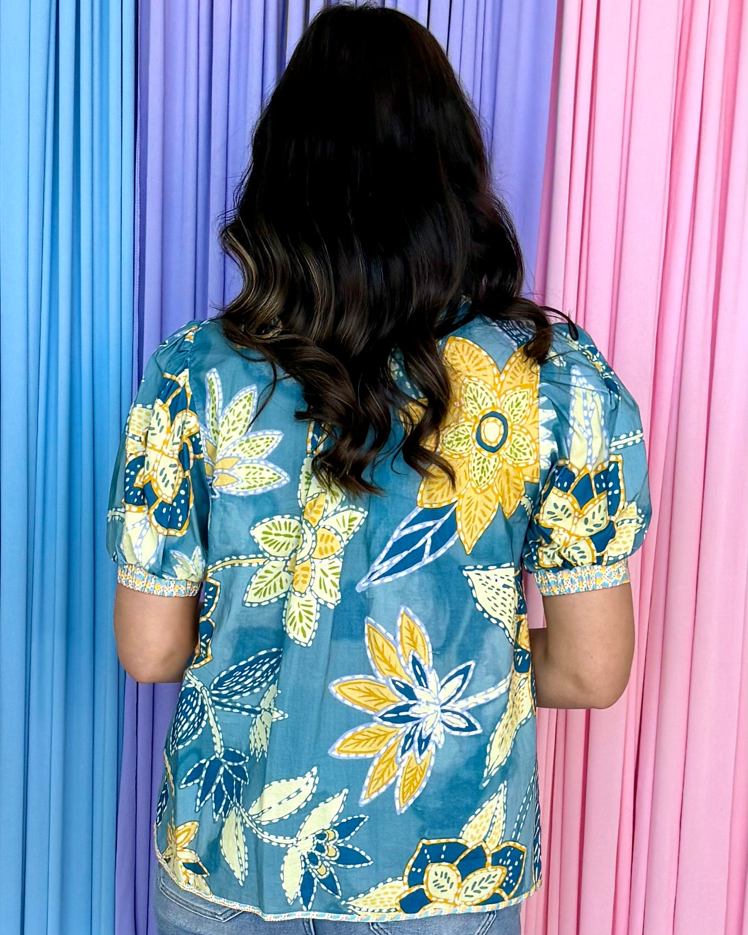 All The Love Lagoon Mix Abstract Print Top-Shop-Womens-Boutique-Clothing