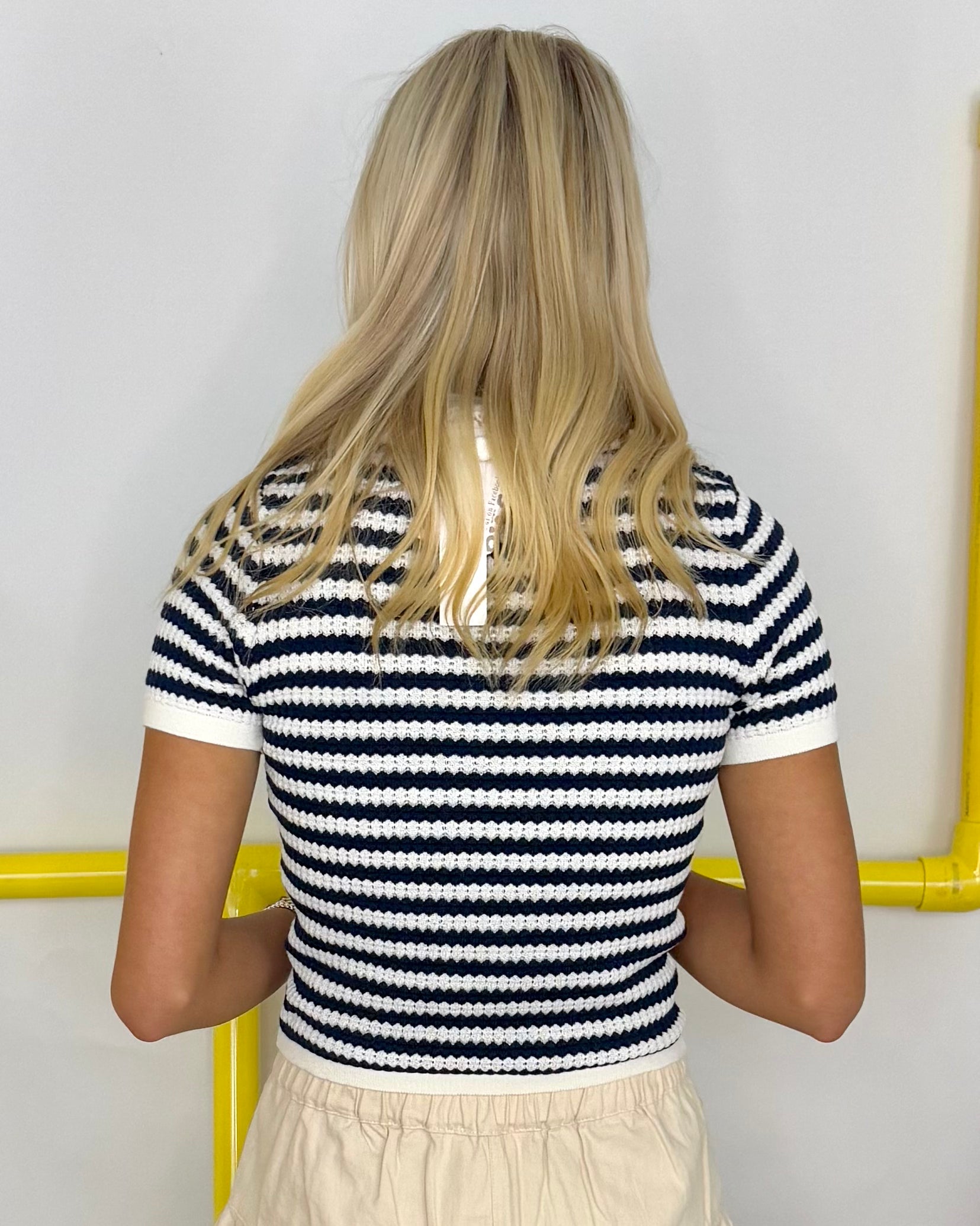 Passing Time Navy Stripe Cropped Sweater-Shop-Womens-Boutique-Clothing
