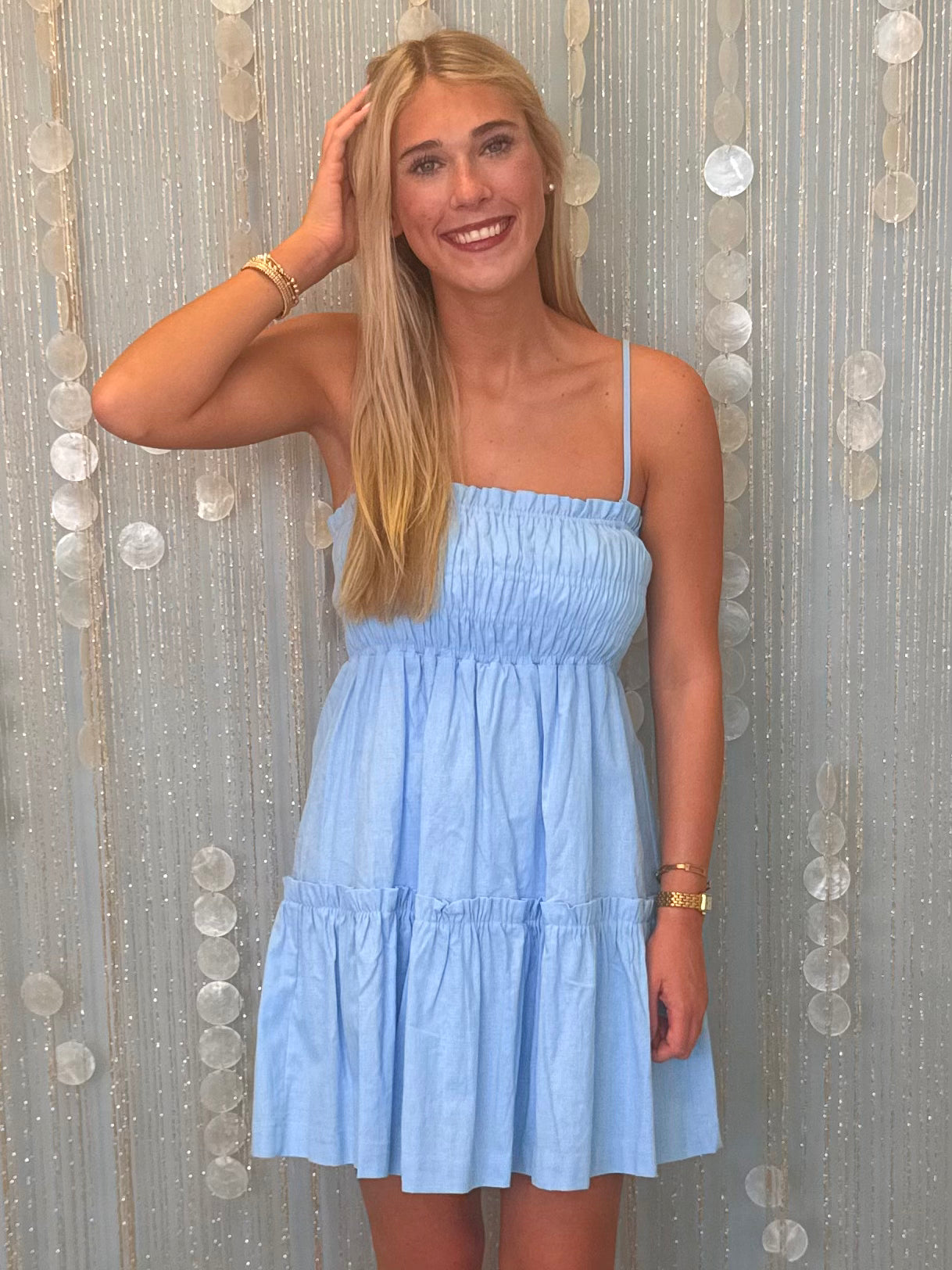 Storybook Baby Blue Spaghetti Strap Dress-Shop-Womens-Boutique-Clothing