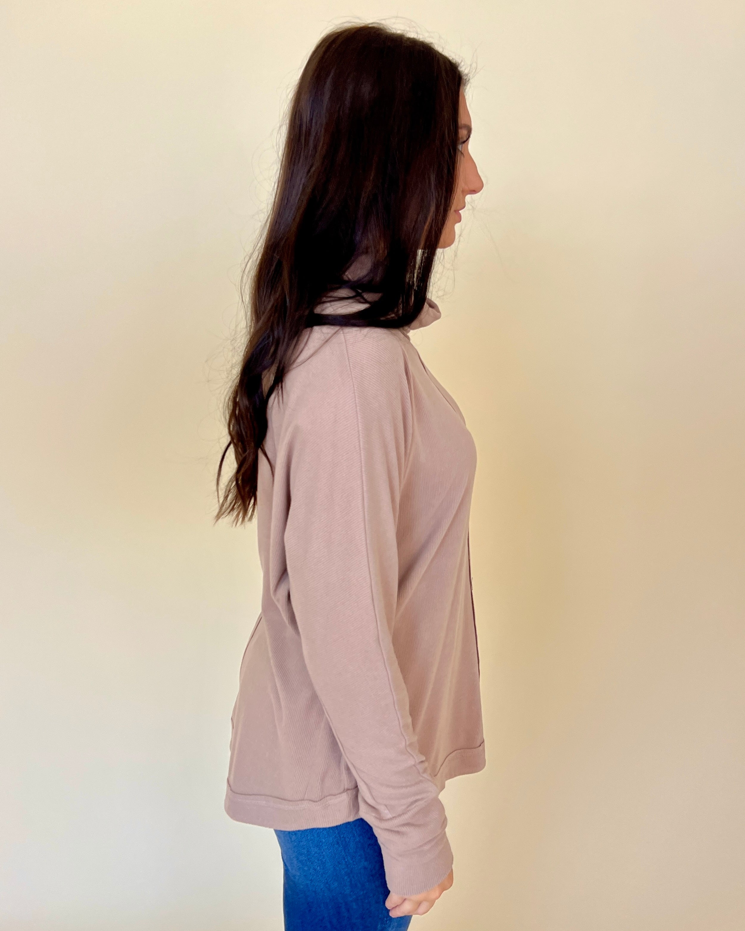 Need To Chill Mocha Ribbed Turtleneck Top-Shop-Womens-Boutique-Clothing