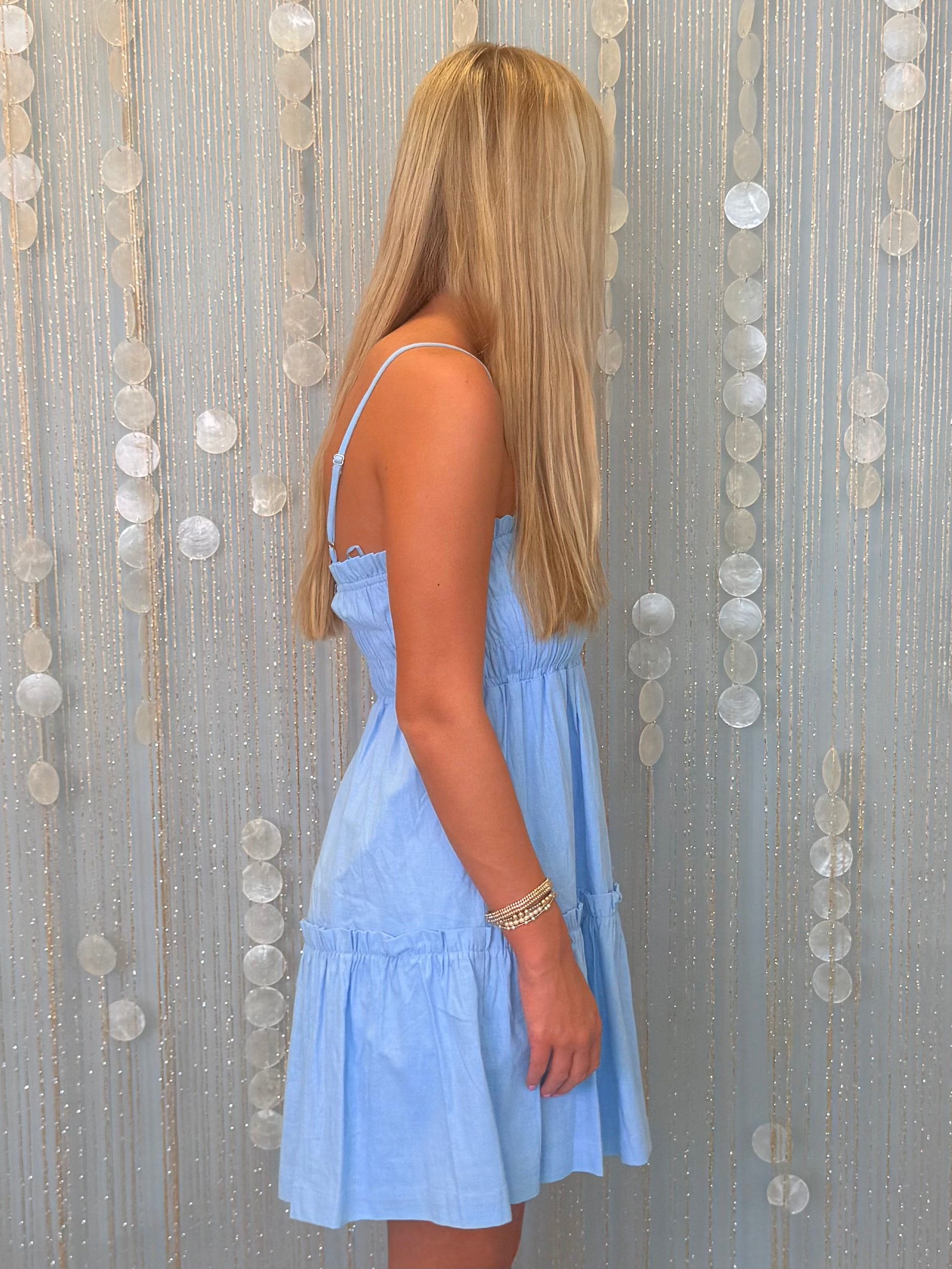 Storybook Baby Blue Spaghetti Strap Dress-Shop-Womens-Boutique-Clothing
