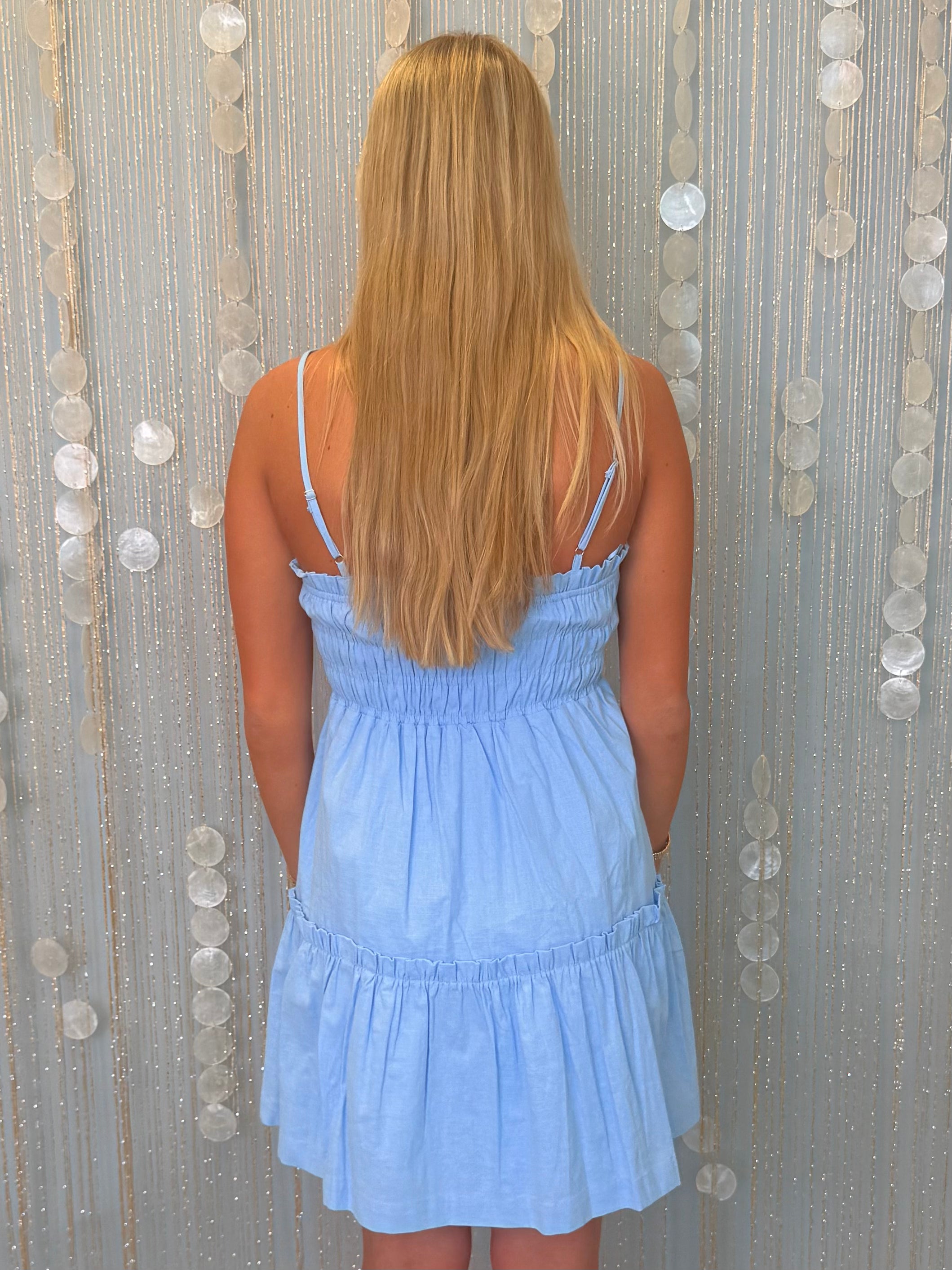 Storybook Baby Blue Spaghetti Strap Dress-Shop-Womens-Boutique-Clothing