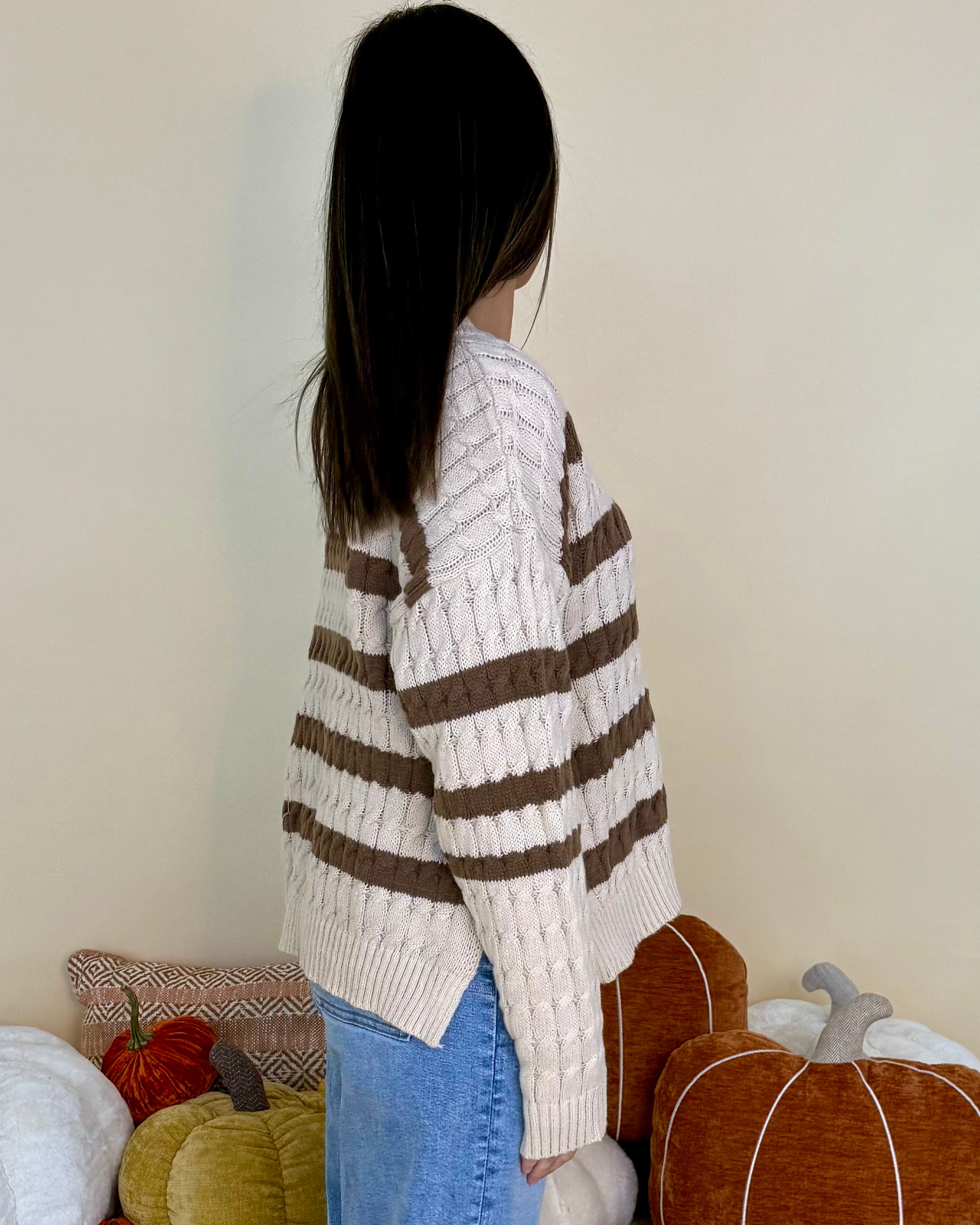 Get Back Oatmeal/Mocha Cable Knit Sweater-Shop-Womens-Boutique-Clothing