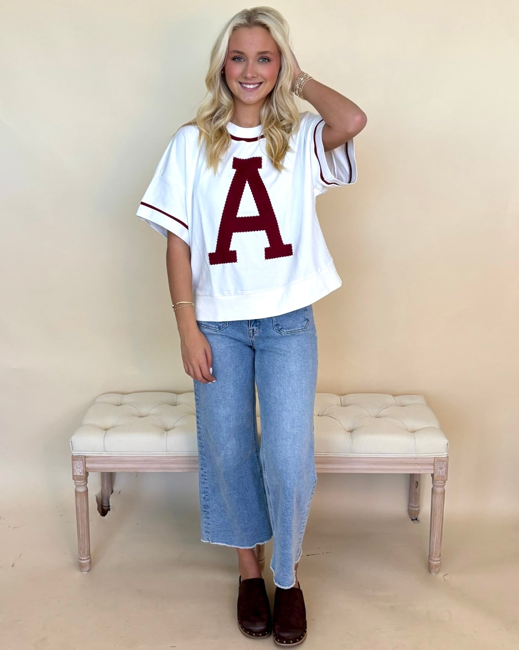 Gameday White Dk Red A Stitch Sweater-Shop-Womens-Boutique-Clothing