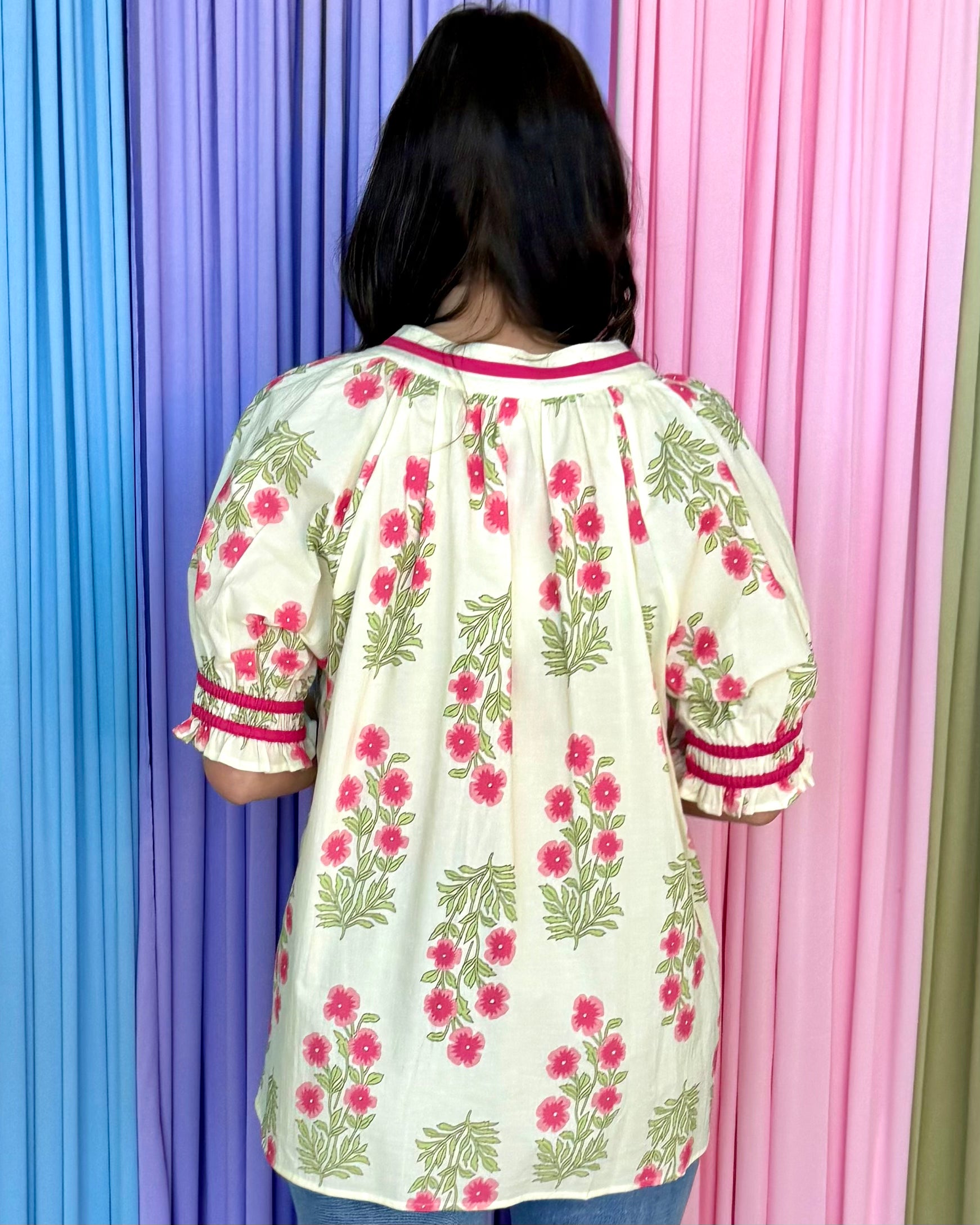 True To You Ecru Clover Floral Print Top-Shop-Womens-Boutique-Clothing