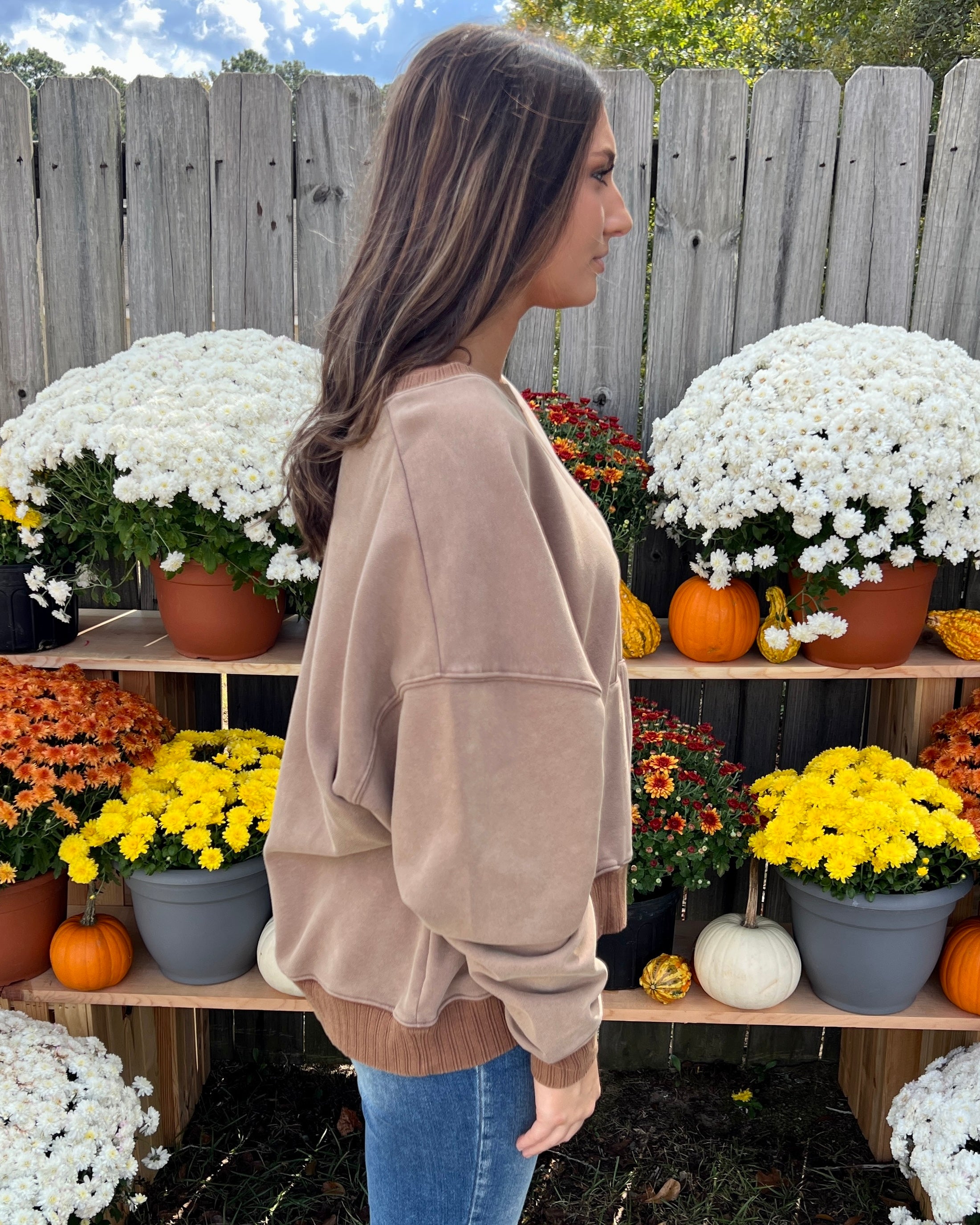 Start Looking Brown Ribbed Sweatshirt-Shop-Womens-Boutique-Clothing