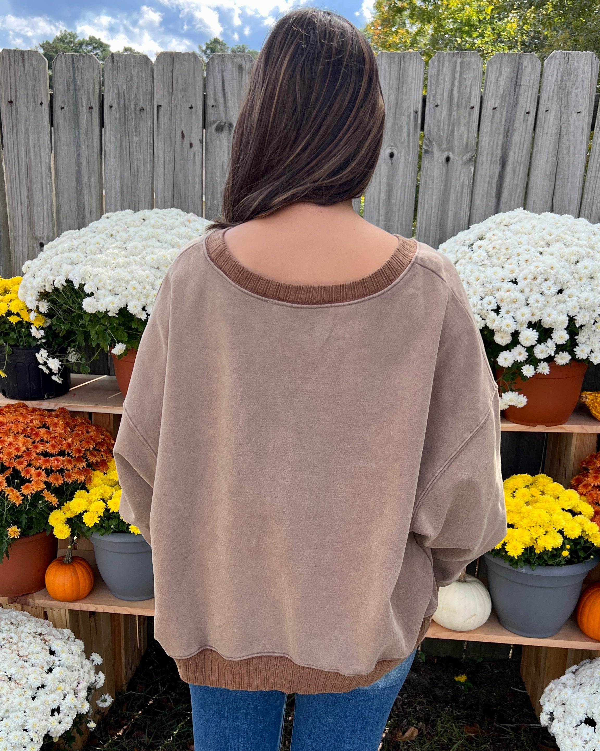 Start Looking Brown Ribbed Sweatshirt-Shop-Womens-Boutique-Clothing