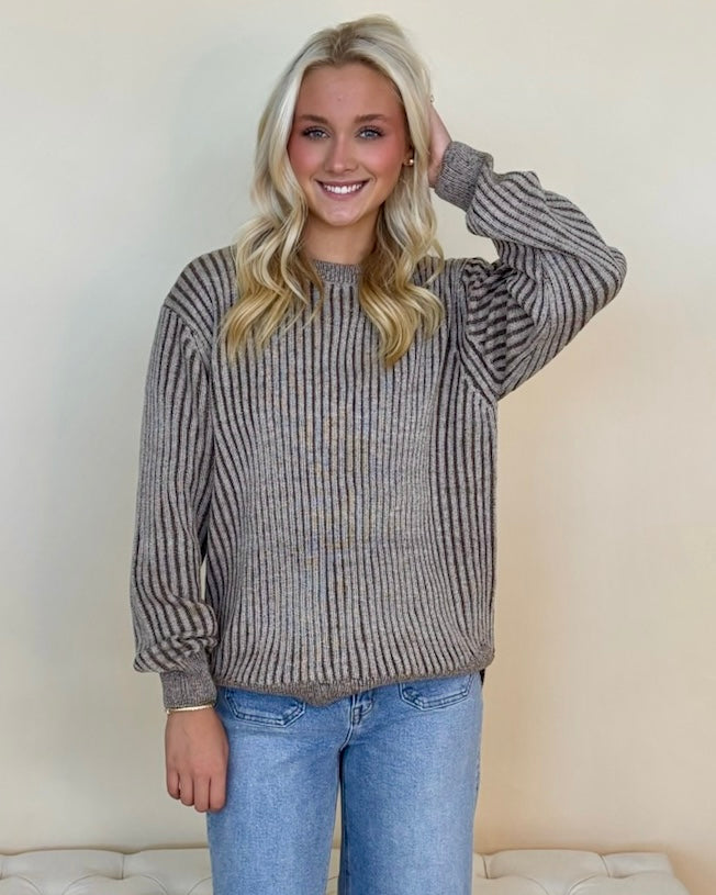 Capture This Brown Two Tone Sweater-Shop-Womens-Boutique-Clothing