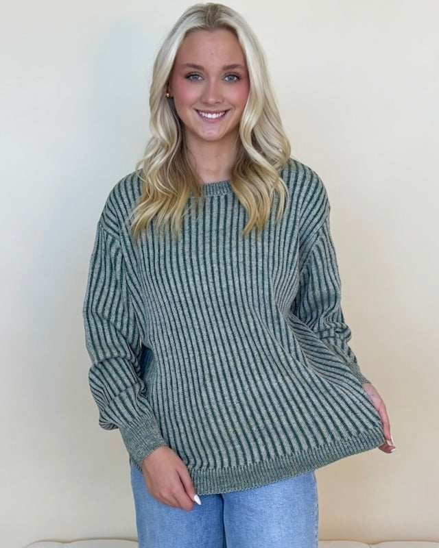 Capture This Dk Green Two Tone Sweater-Shop-Womens-Boutique-Clothing