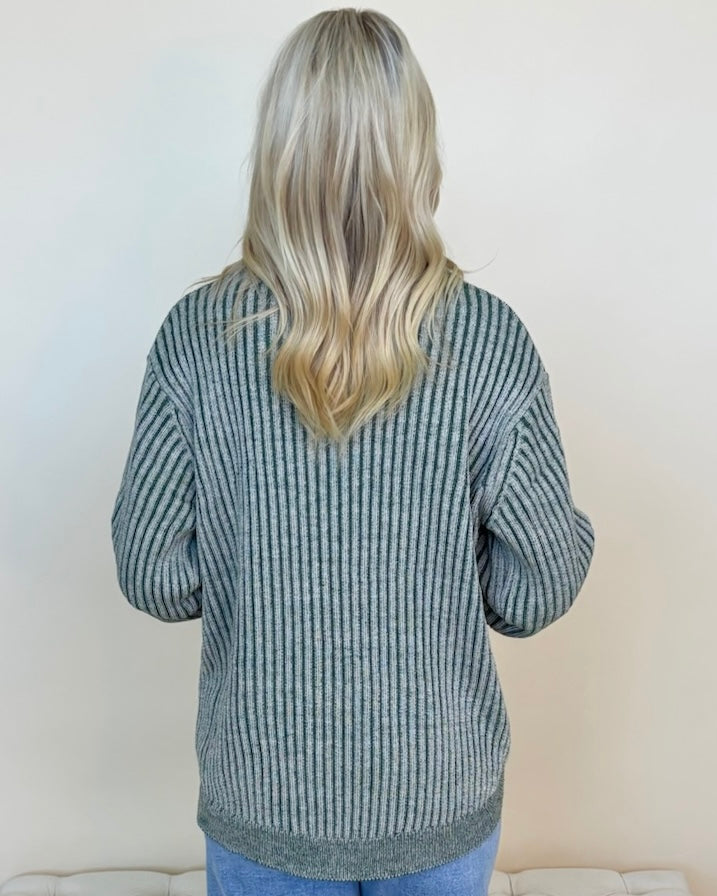 Capture This Dk Green Two Tone Sweater-Shop-Womens-Boutique-Clothing