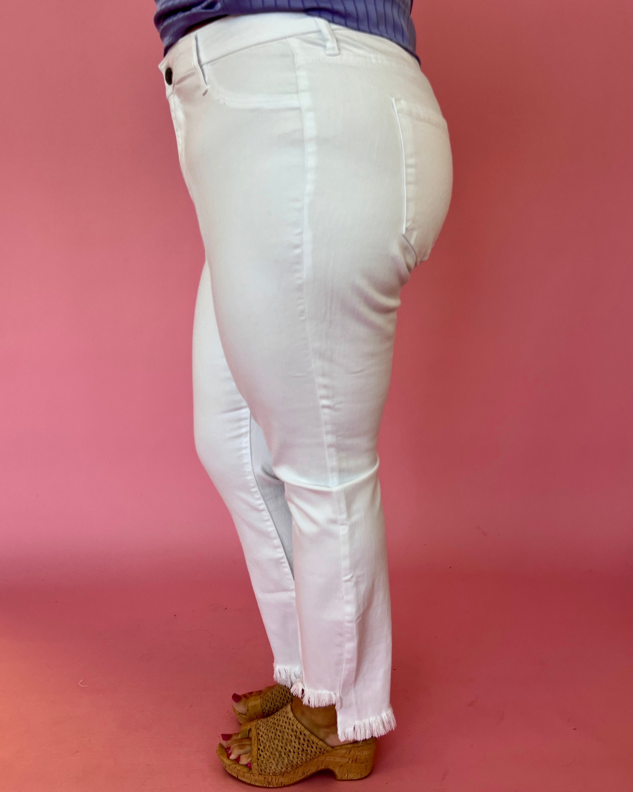 Number One Fan Plus Size White Cropped Jeans-Shop-Womens-Boutique-Clothing