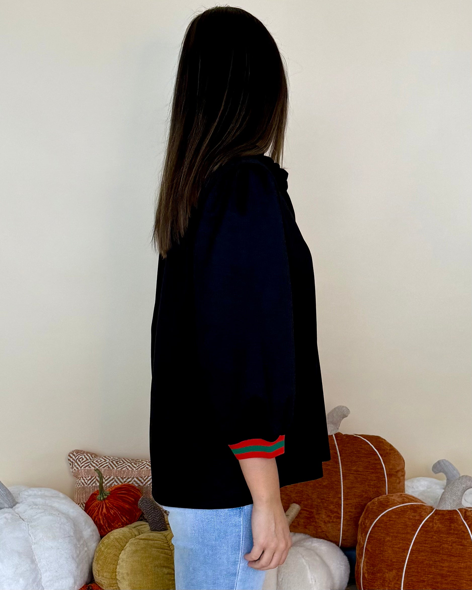 Face The Day Black Stripe Ruffle Top-Shop-Womens-Boutique-Clothing