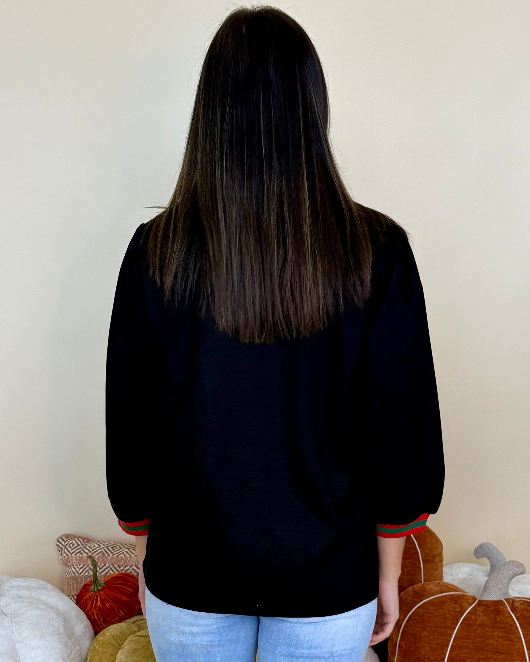 Face The Day Black Stripe Ruffle Top-Shop-Womens-Boutique-Clothing