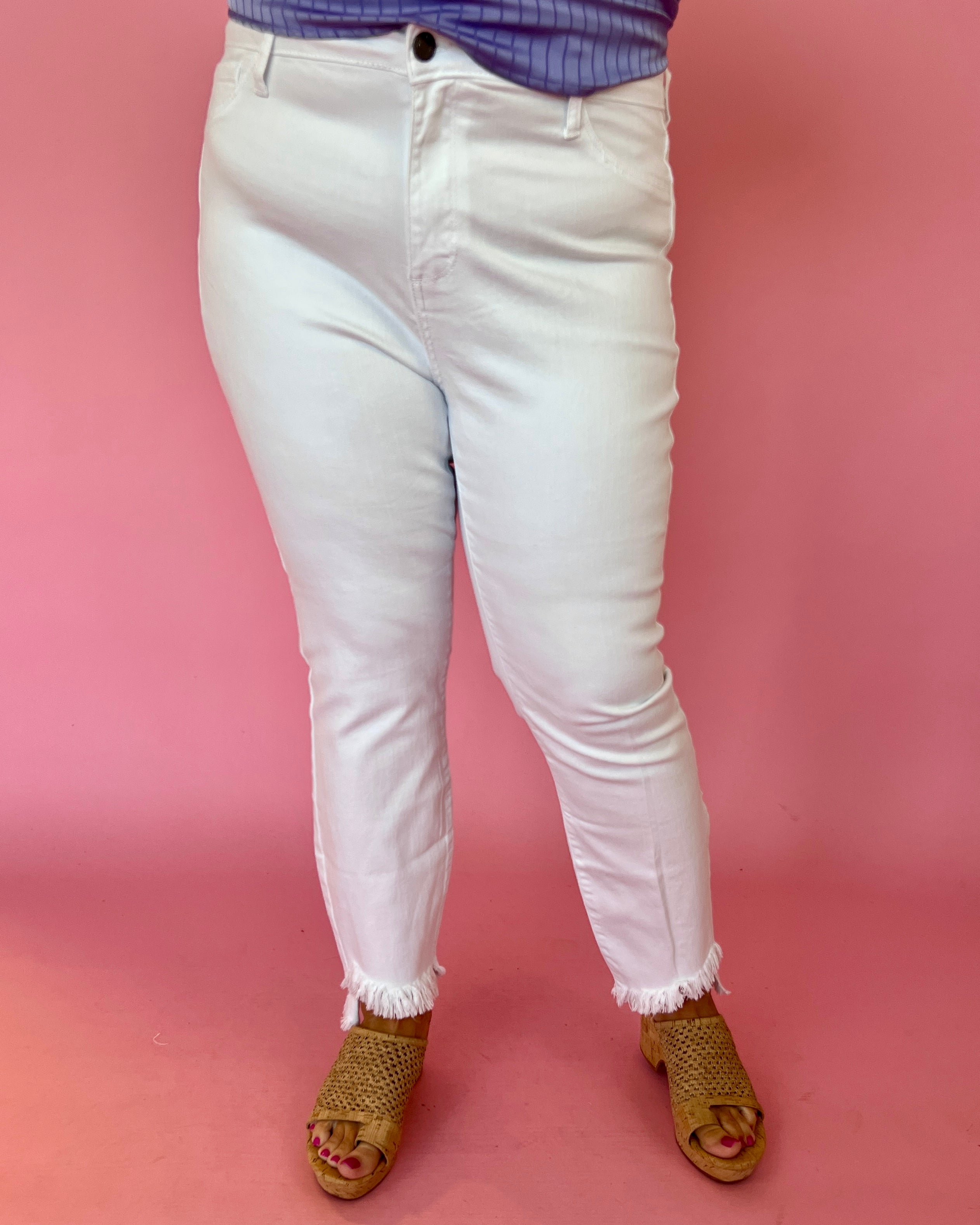 Number One Fan Plus Size White Cropped Jeans-Shop-Womens-Boutique-Clothing