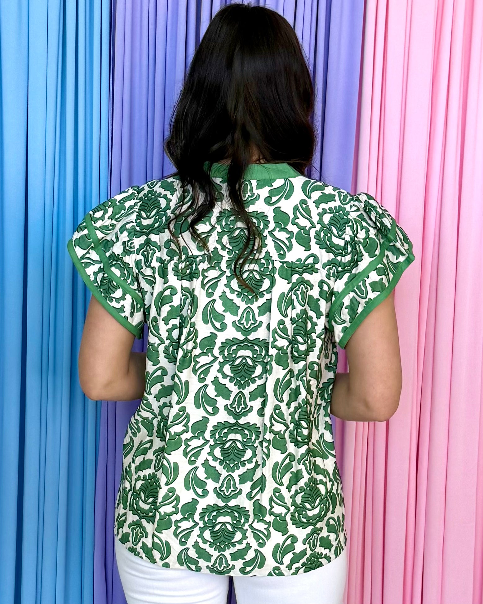 From Here On Green Abstract Print Top-Shop-Womens-Boutique-Clothing